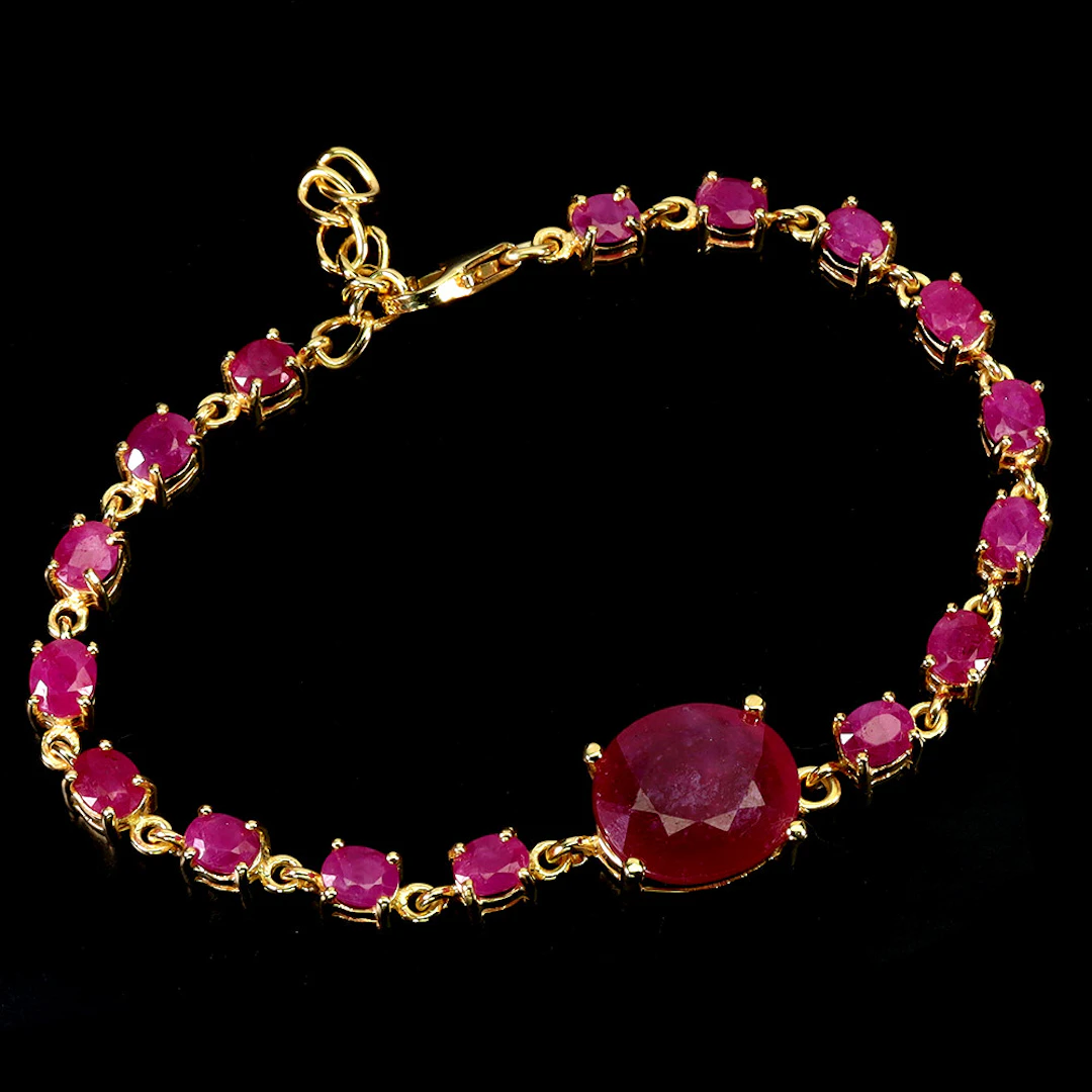 RUBY SILVER GILT BRACELET.