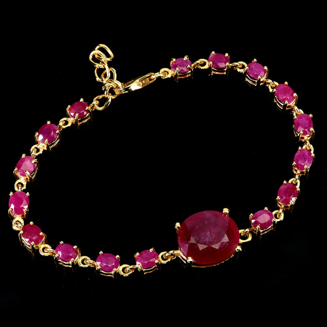 RUBY SILVER GILT BRACELET.