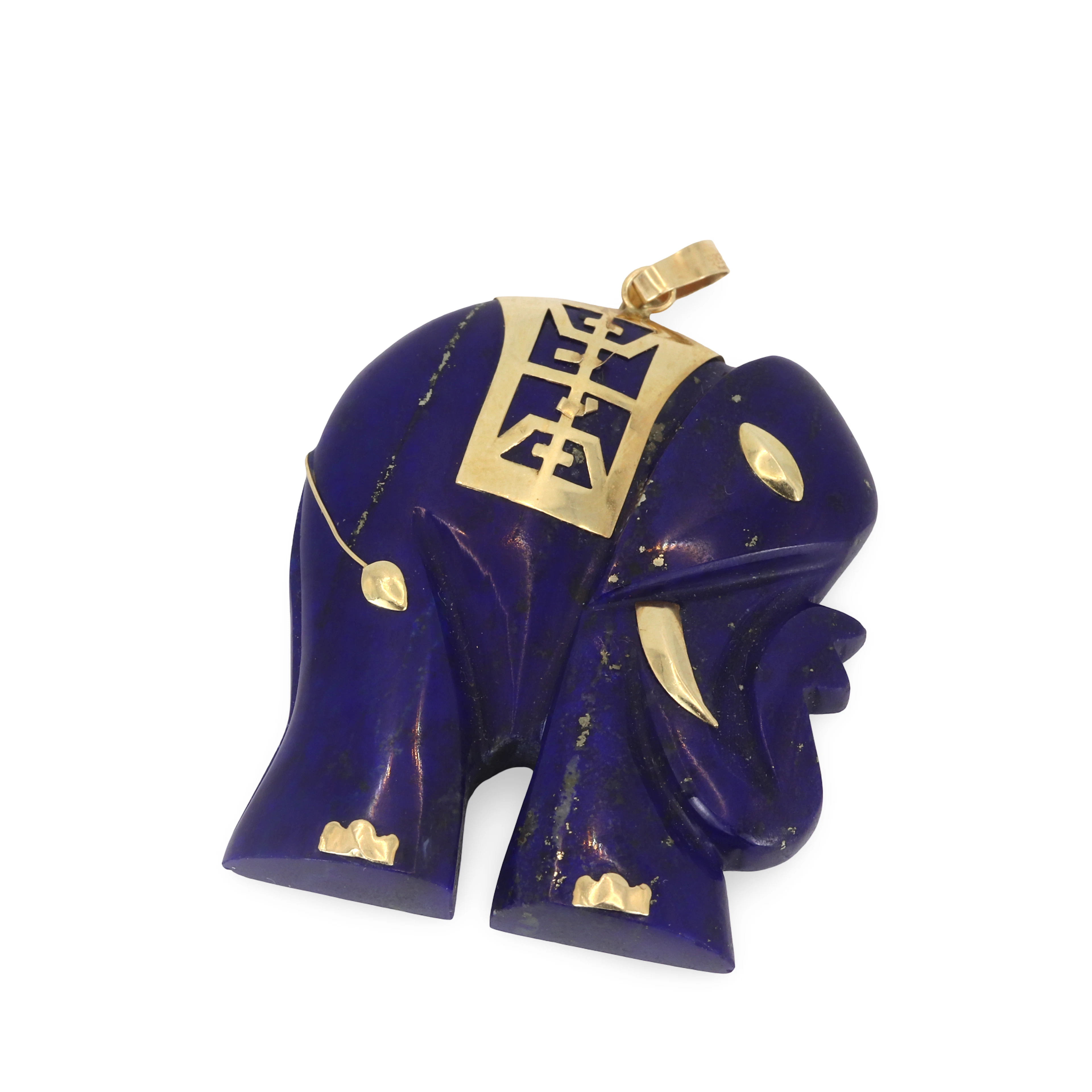 14CT GOLD LAPIS PENDANT.