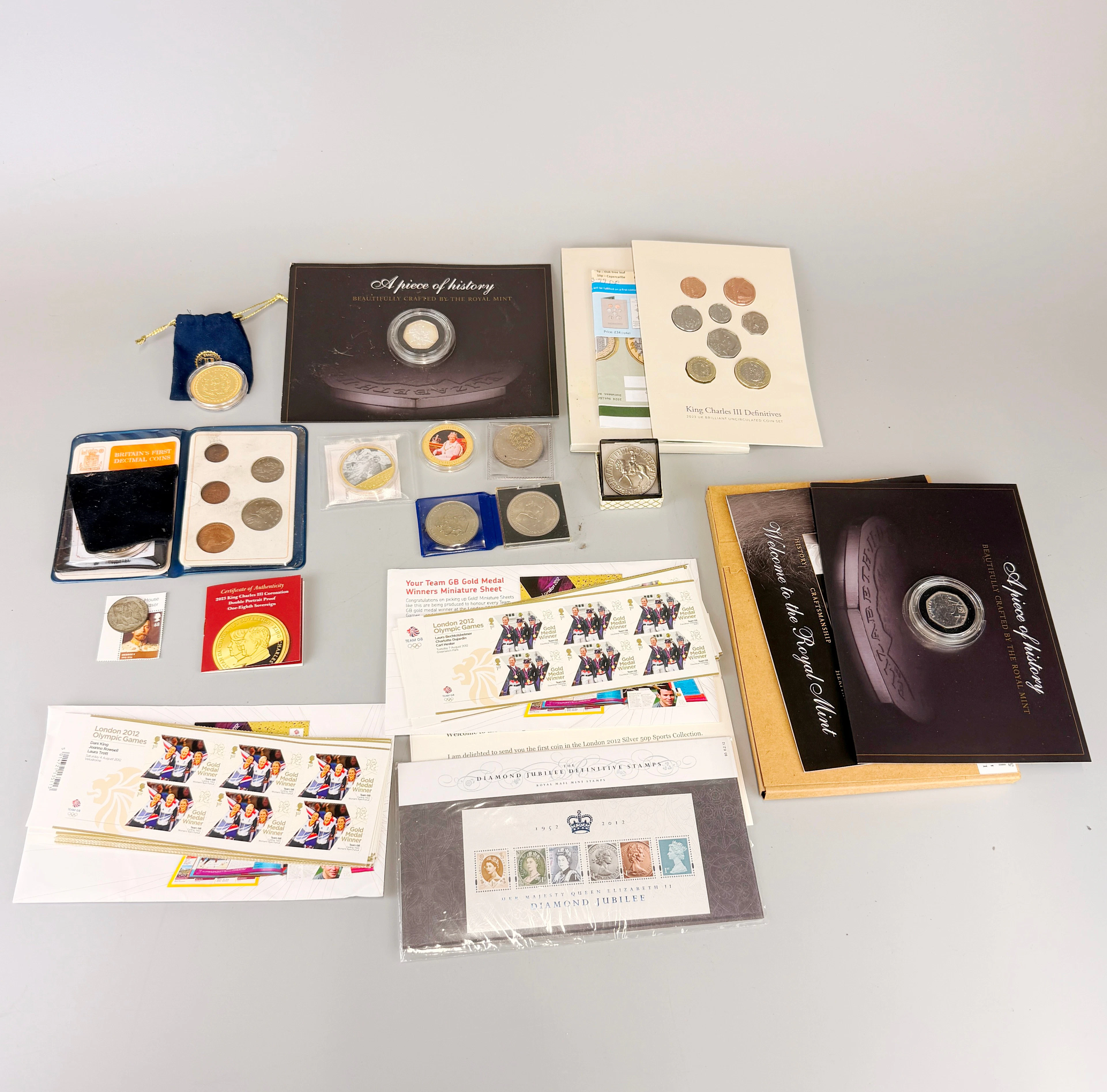 MIXED COINS AND STAMPS.