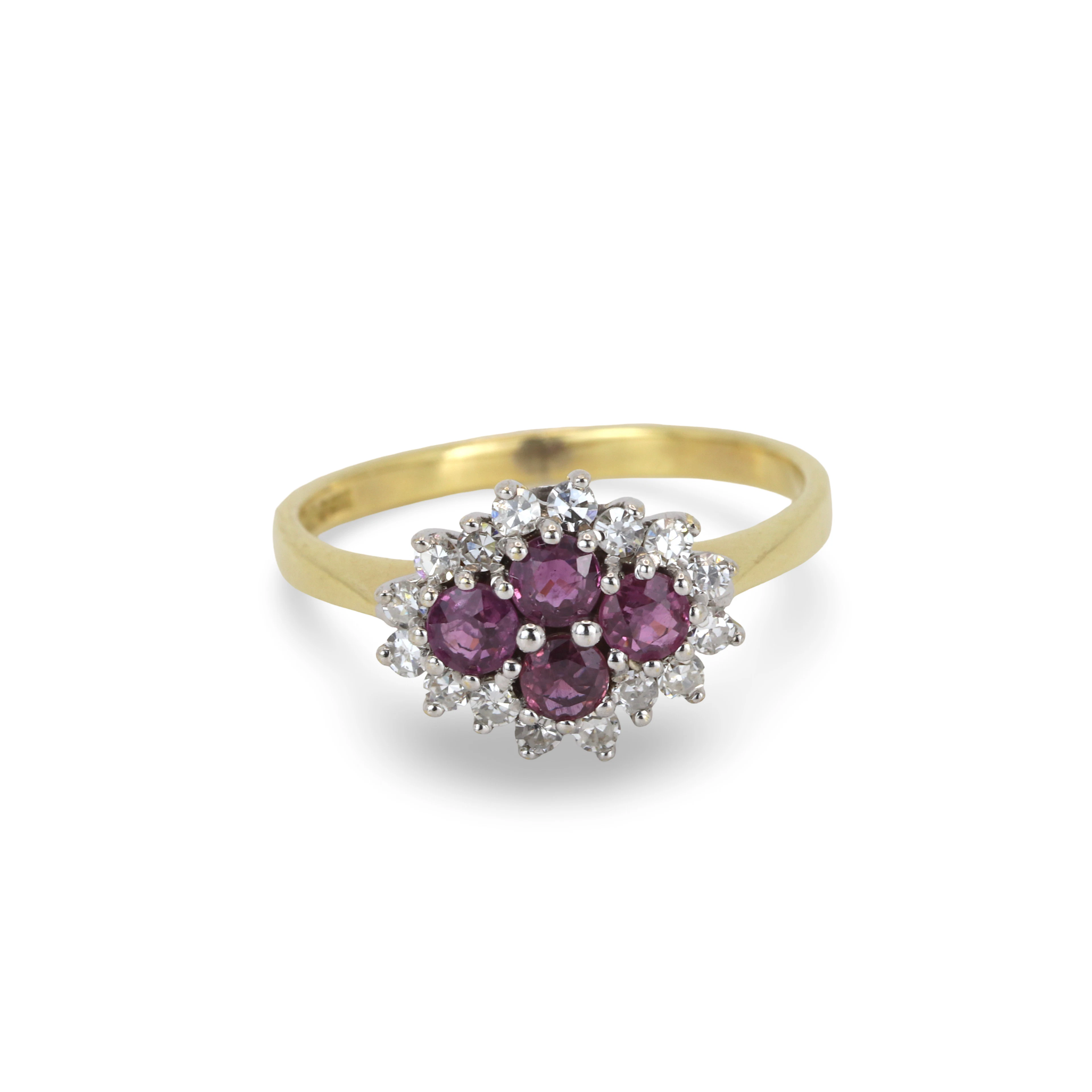 18CT GOLD RUBY & DIAMOND RING.