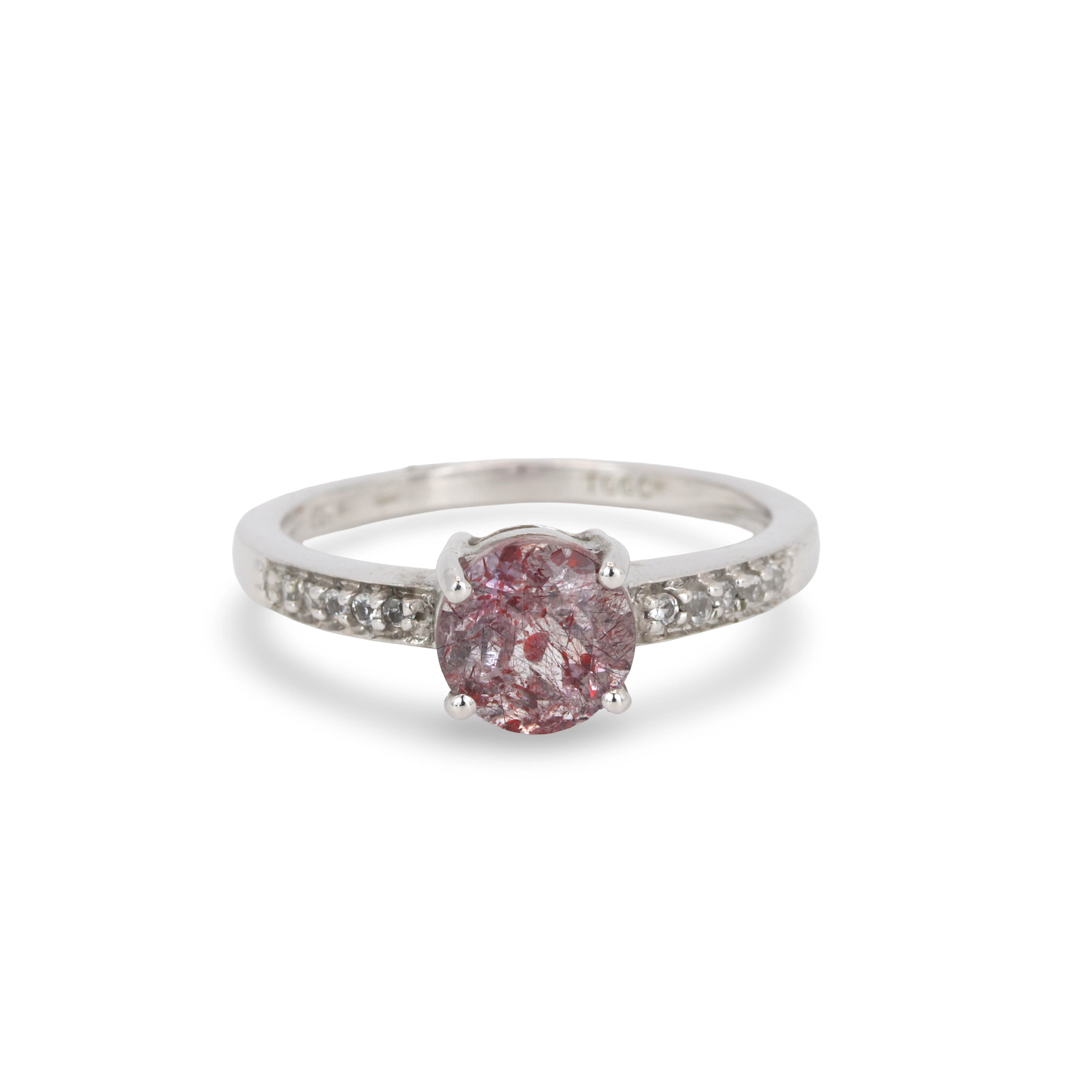 RUTILE QUARTZ AND DIAMOND RING.