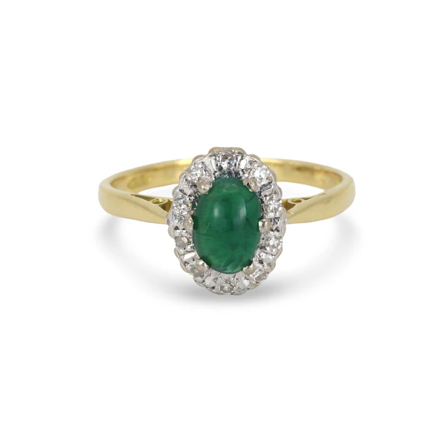 18CT GOLD EMERALD & DIAMOND RING.