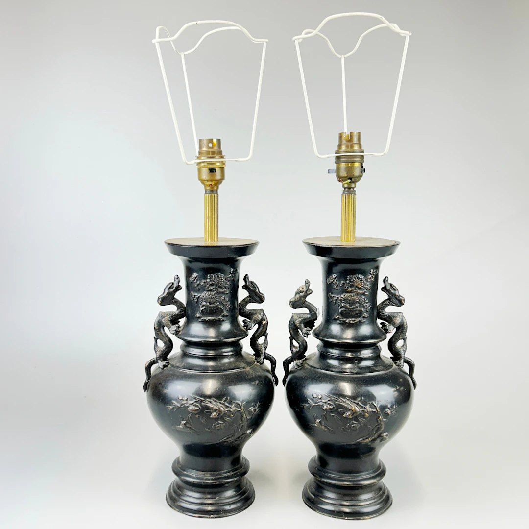BRONZE TABLE LAMPS.