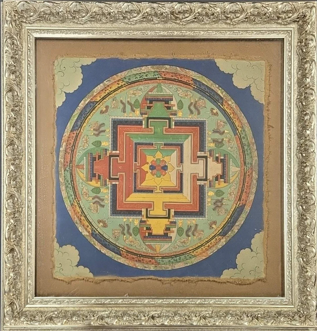 LARGE FRAMED TIBETAN THANGKA.