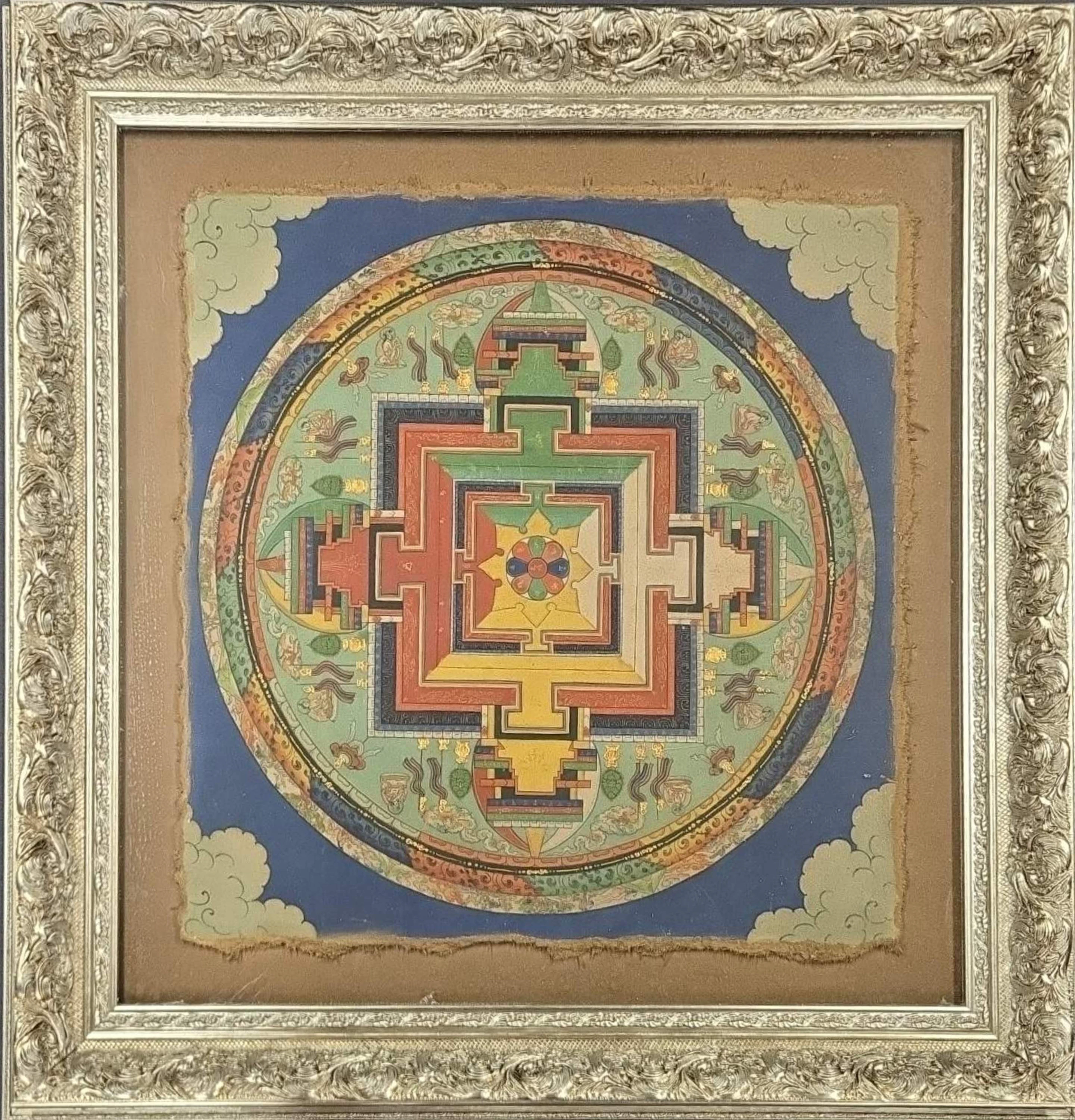 LARGE FRAMED TIBETAN THANGKA.