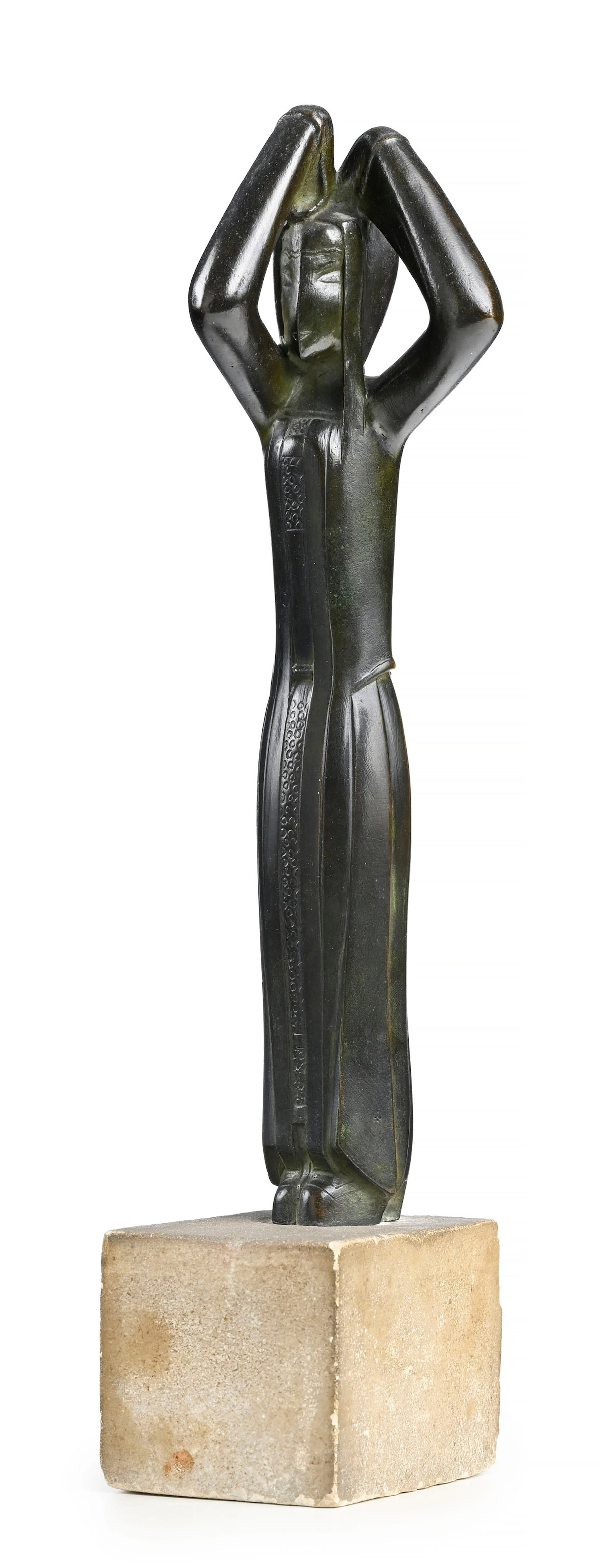 Joseph Csaky (1888-1971), "Jeune fille se coiffant", sculpture en