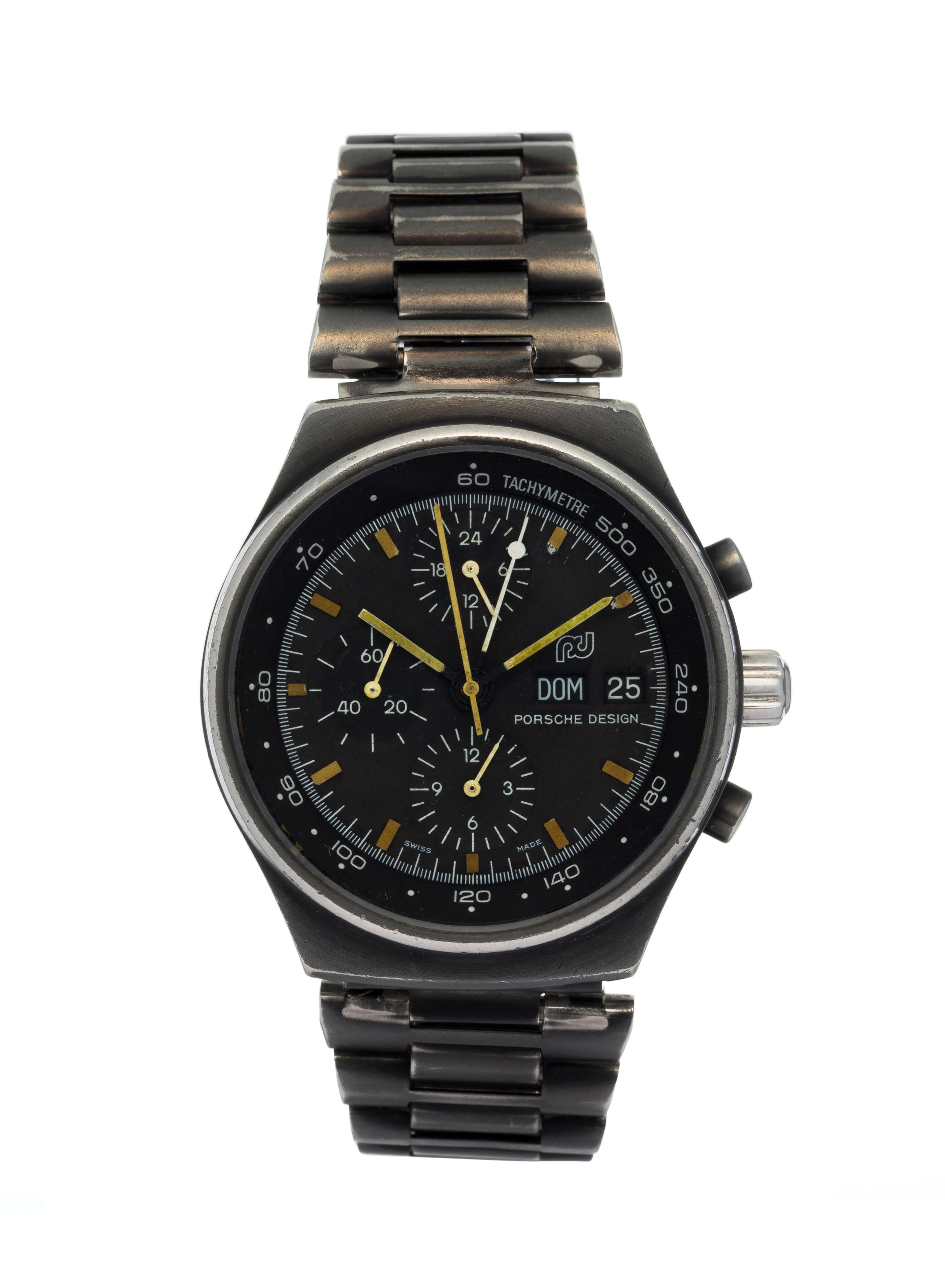 Porsche Design, montre-bracelet chronographe en acier noirci Mouvement: