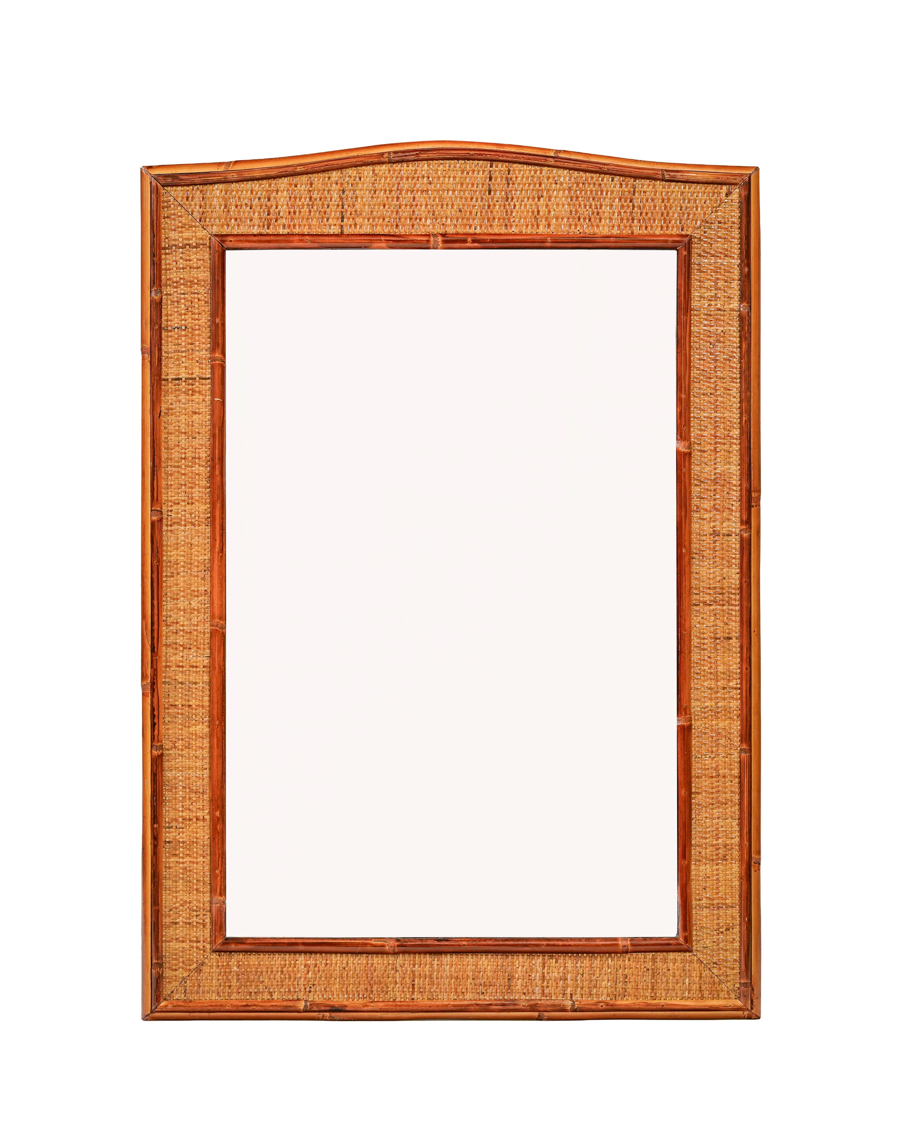 Miroir, XXe s., cadre en bambou et rotin, 100x72 cm