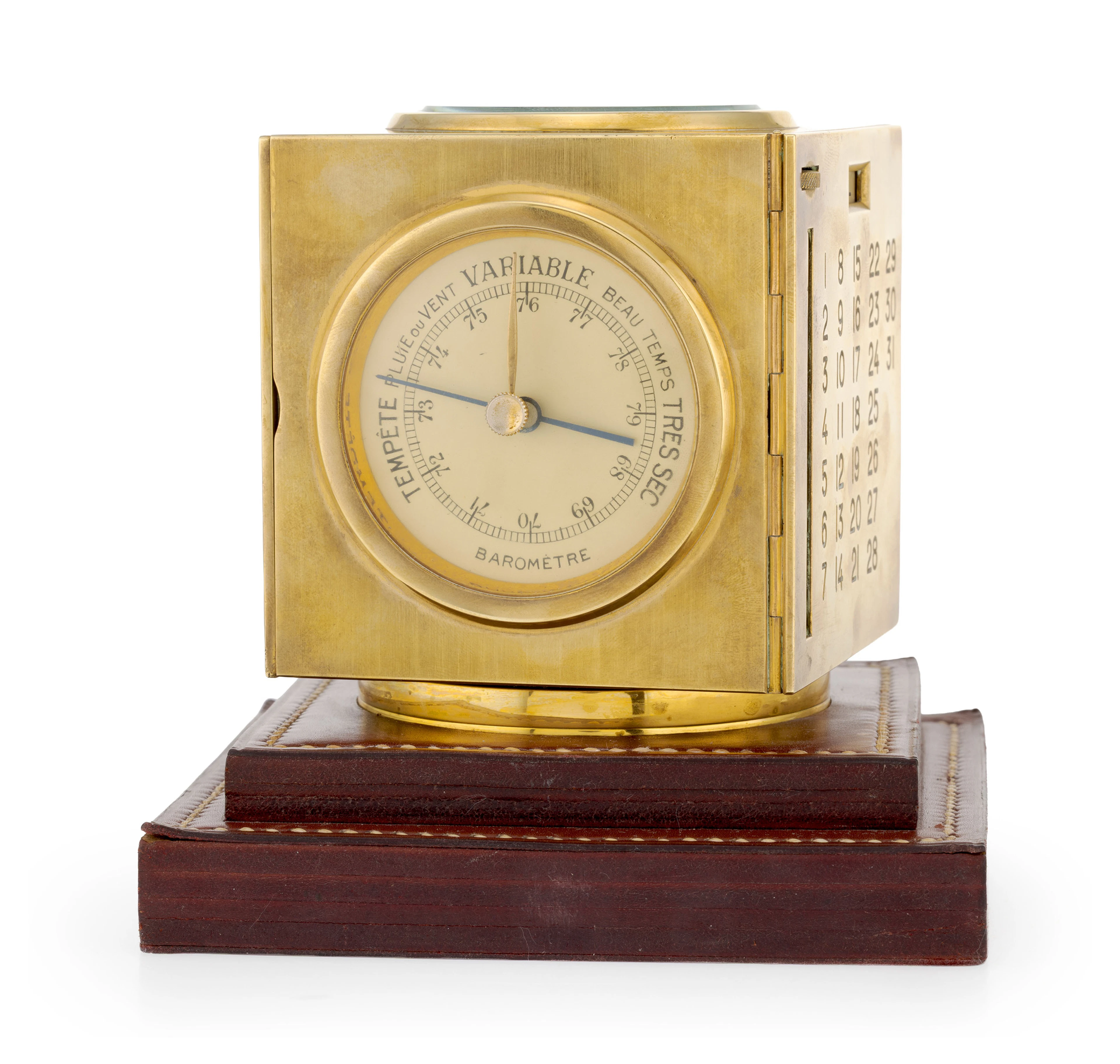 Paul Dupré-Lafon pour Hermès, "Compendium", pendulette de table cubique