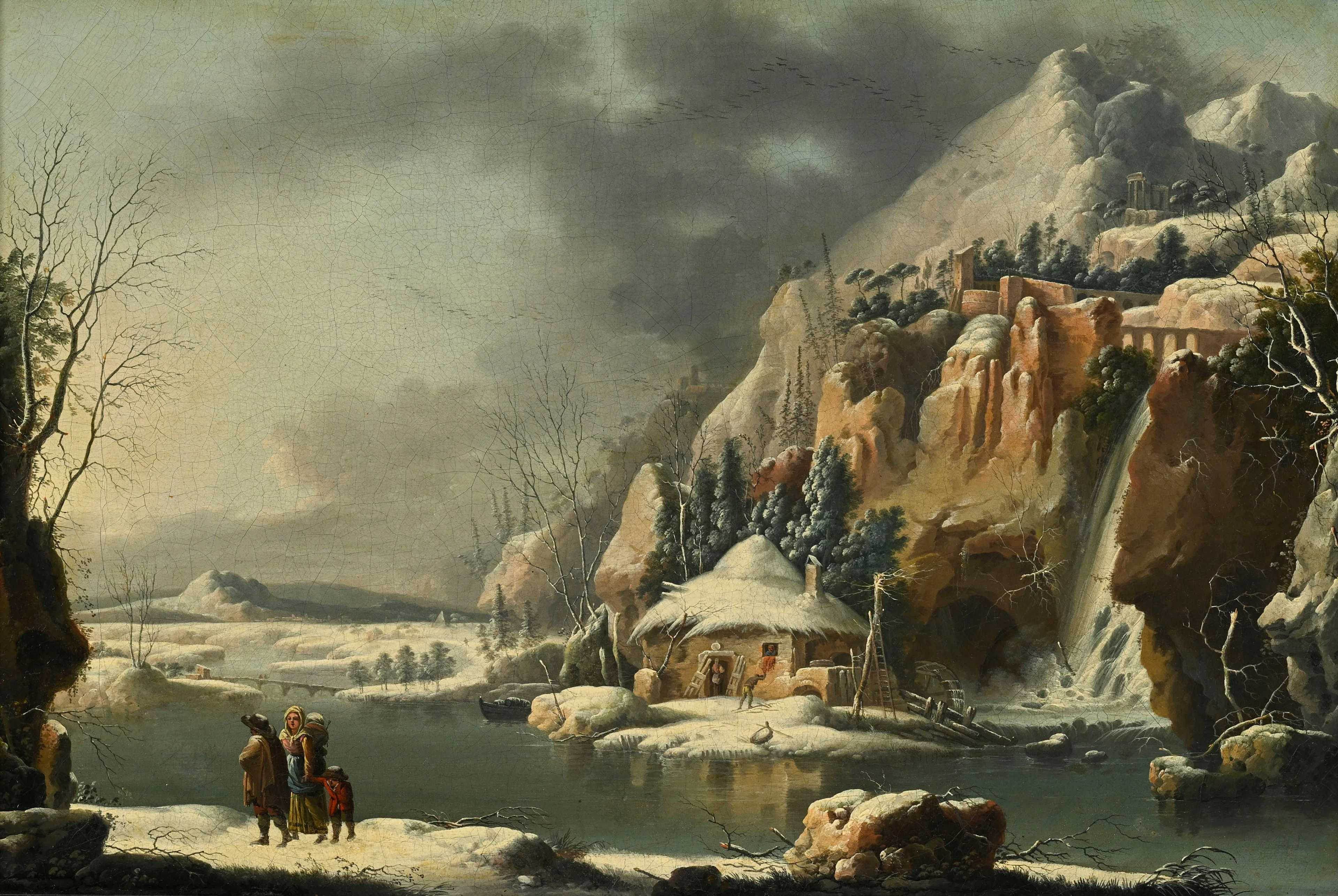 Francesco Foschi (1710-1780), attribué à, Vue animée d'un village