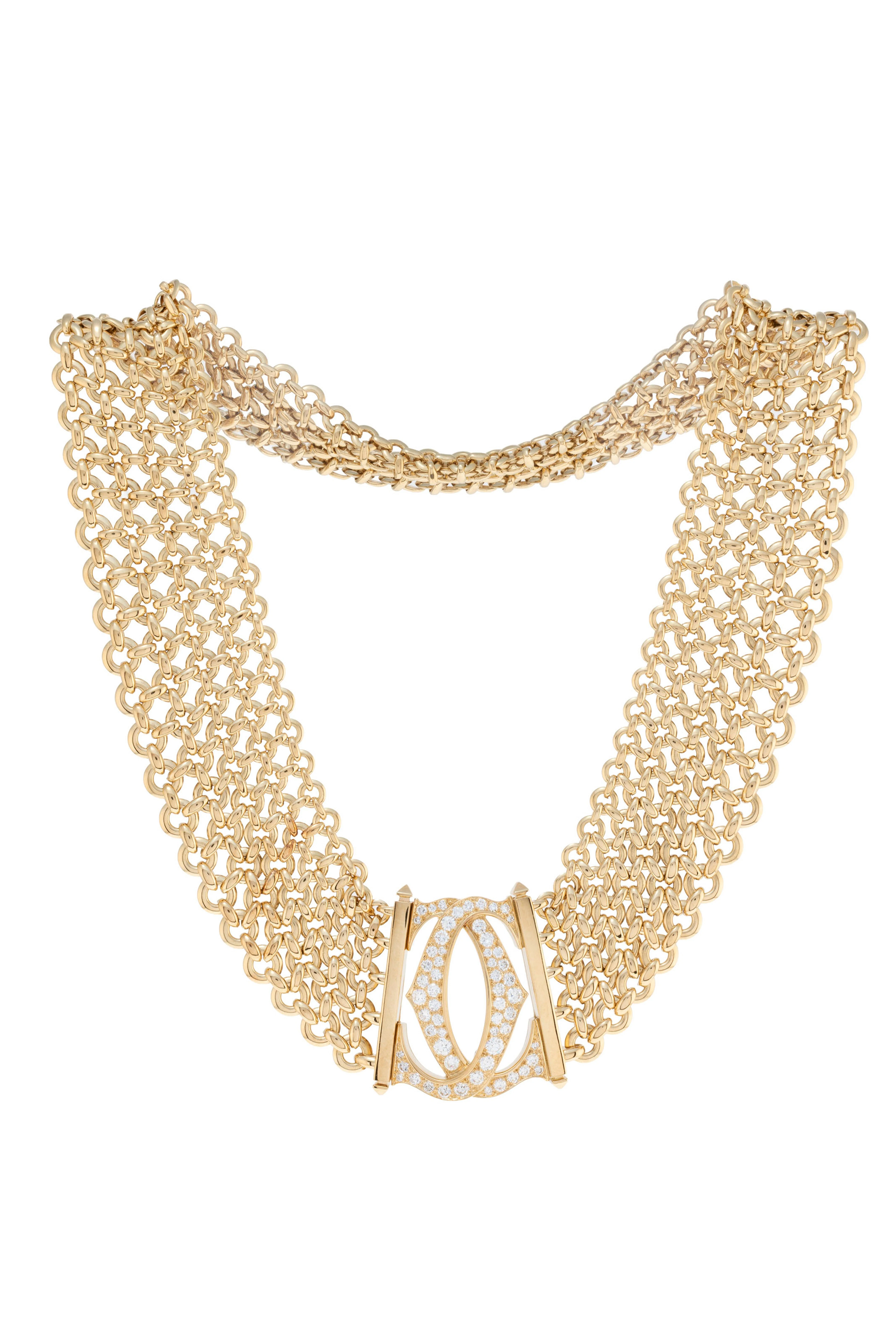 Cartier, Double C, collier or 750, le centre ajouré serti de diamants