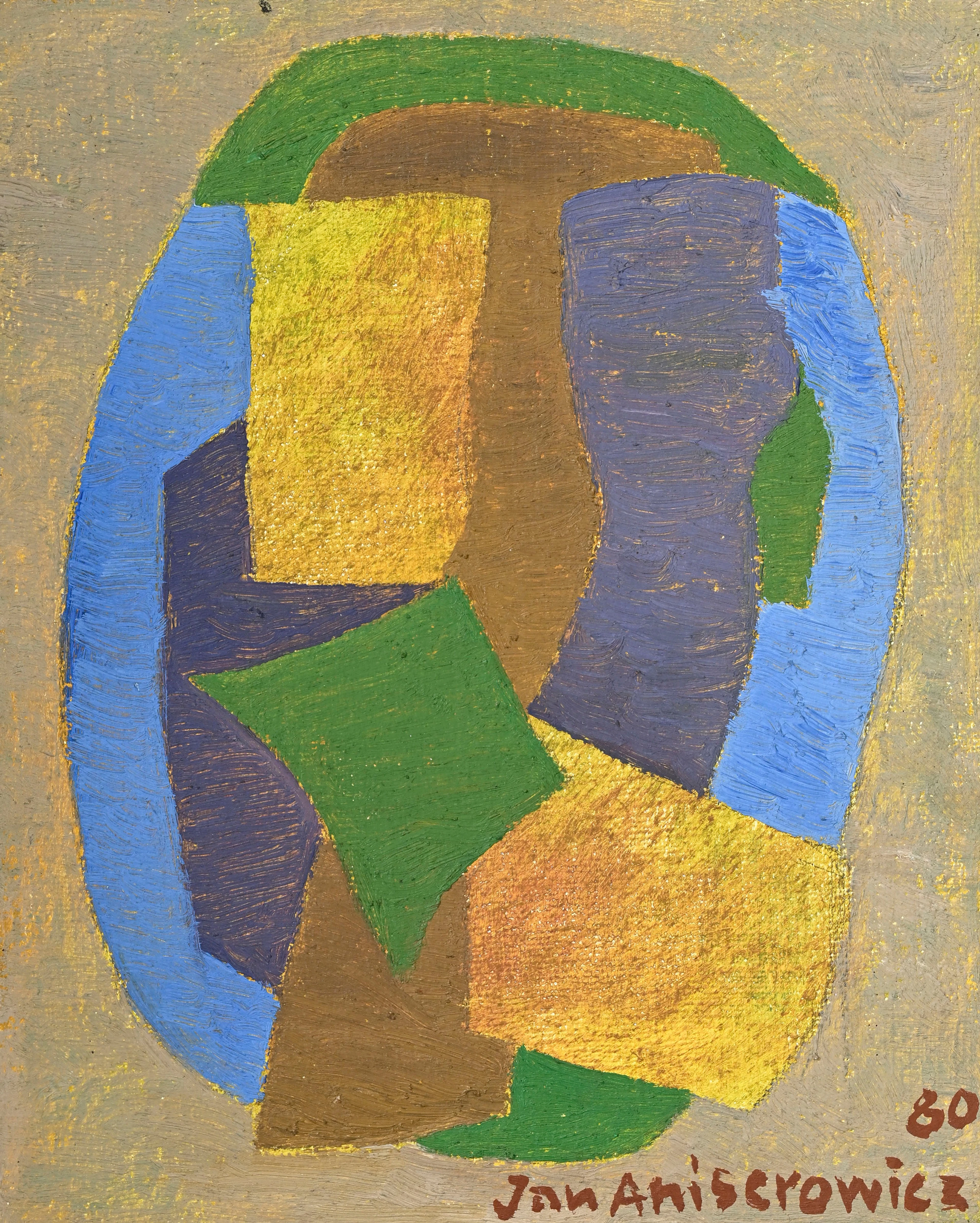 Jan Aniserowicz (1929-2007), Composition jaune, verte et bleue, 1980