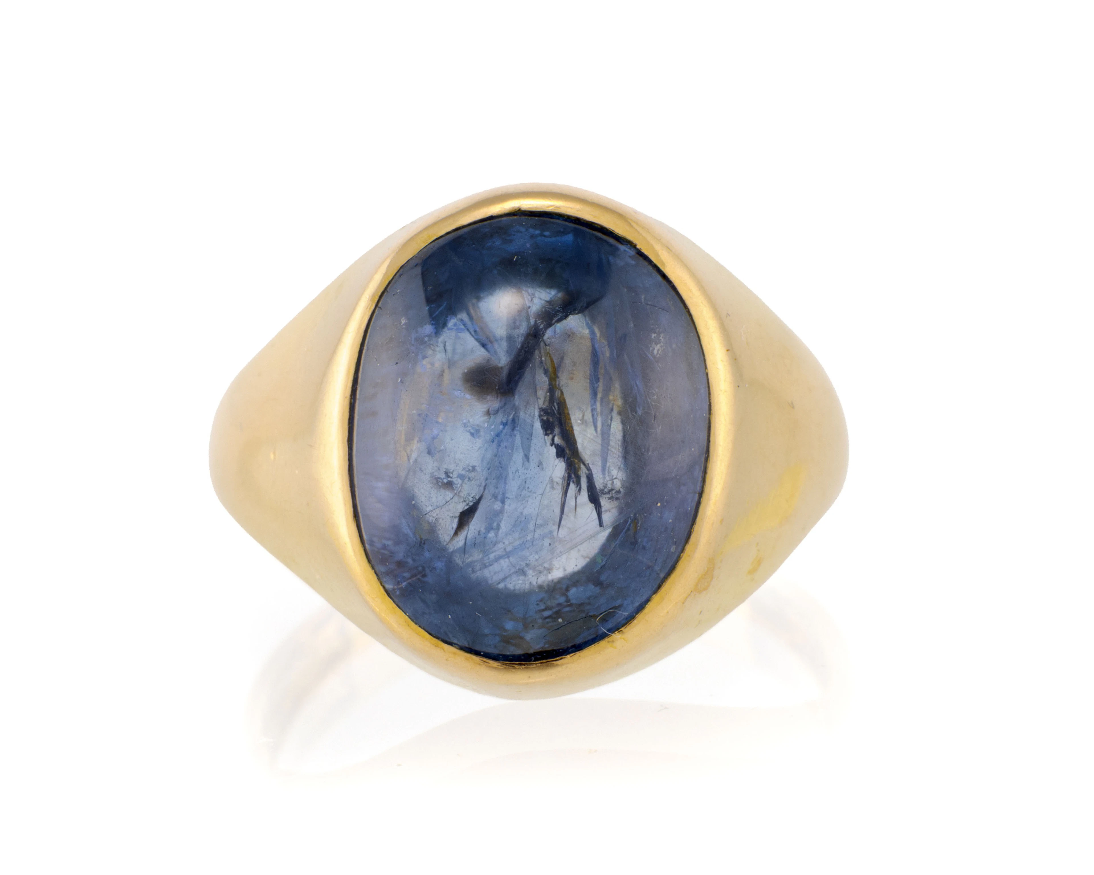 Bague or 750 sertie d'un cabochon de saphir, doigt 54-14, 5g