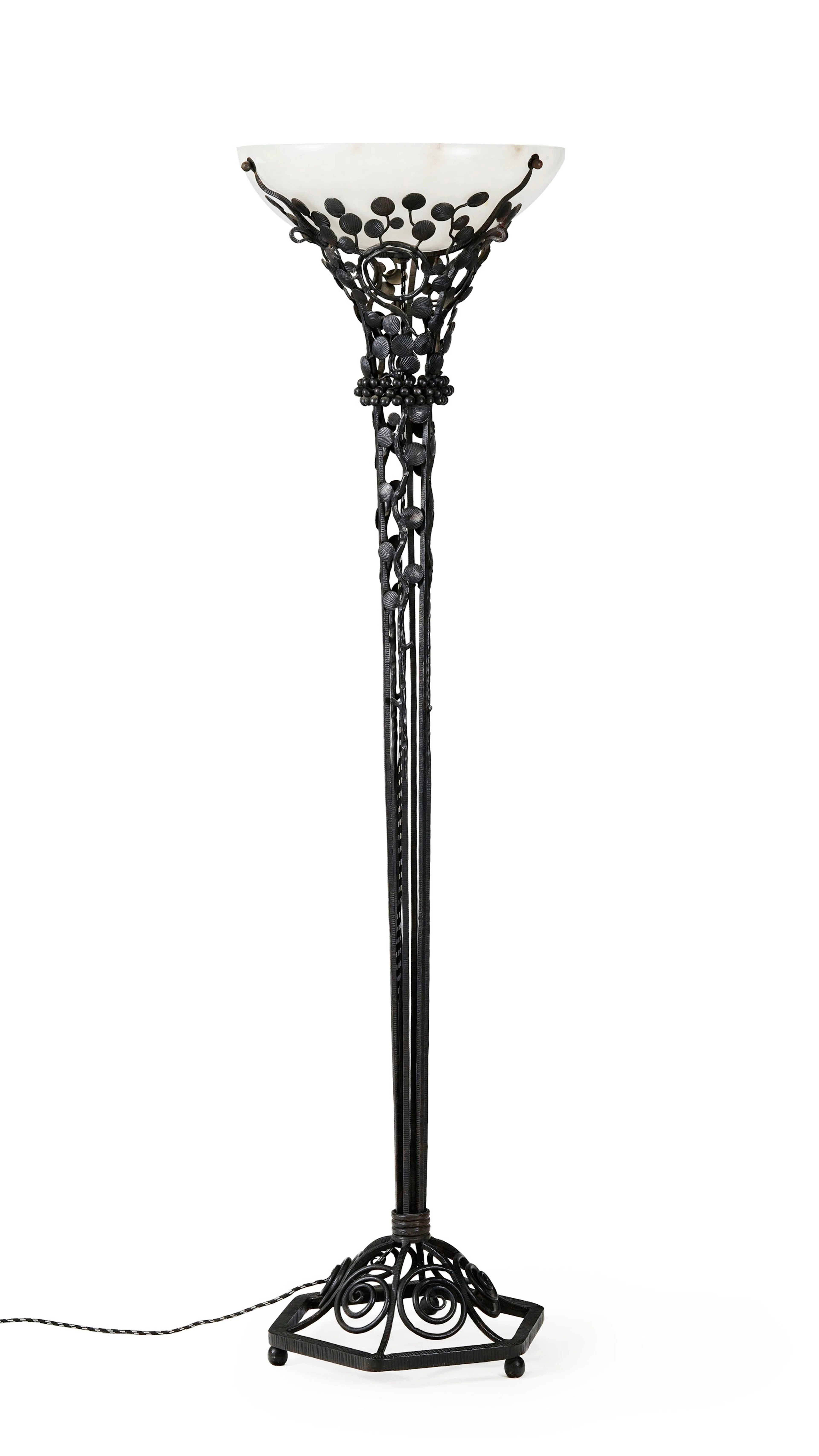 Lampadaire d'époque Art Déco dans le goût d'Edgar Brandt, en fer forgé
