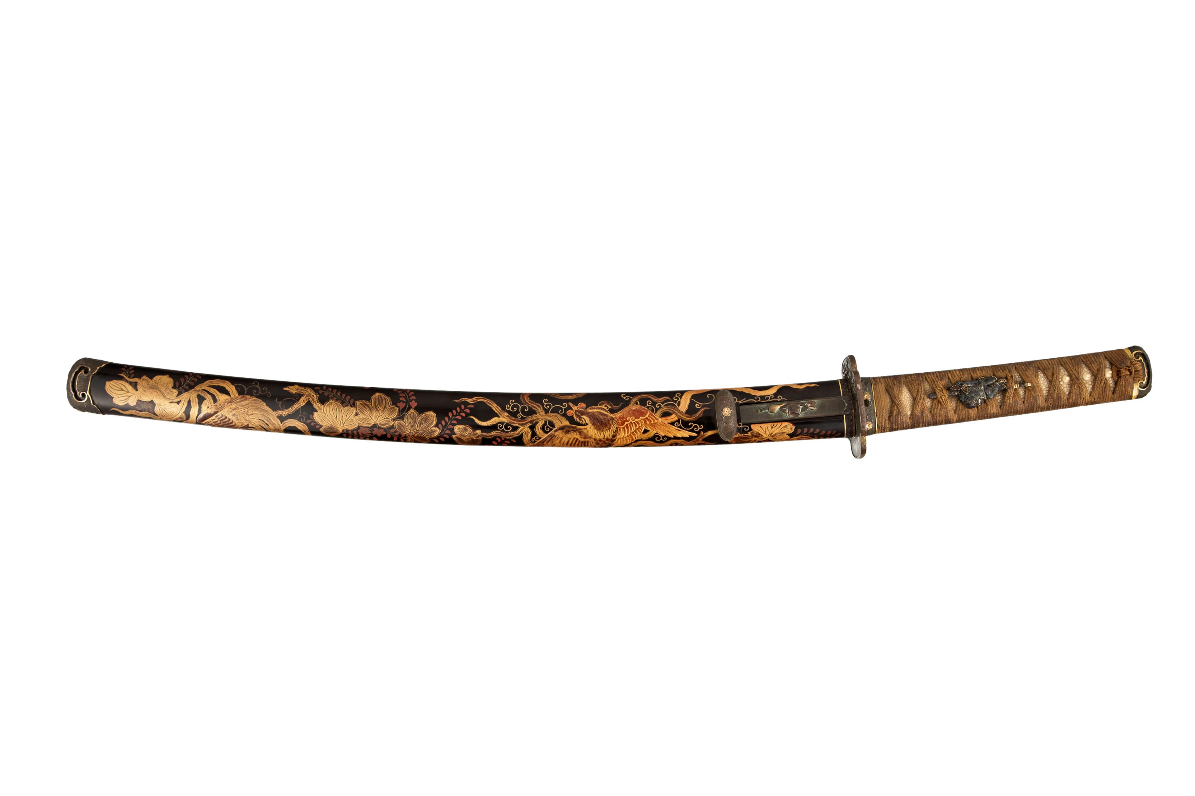 Wakizashi (sabre), Japon, époque Edo, saya en bois laqué, décor takamaki-e