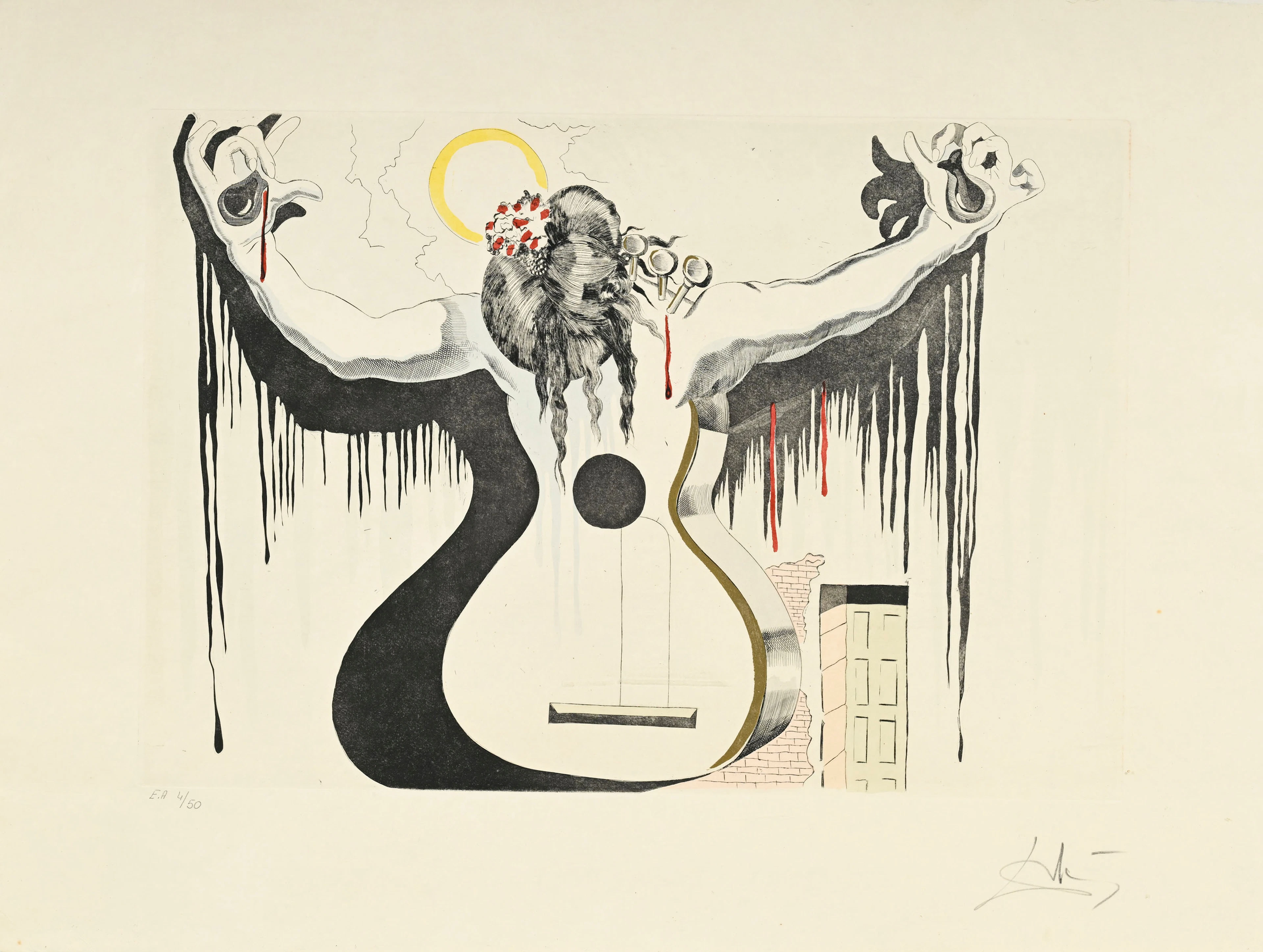 Salvador Dali (1904-1989), d'après, "Femme-guitare", lithographie