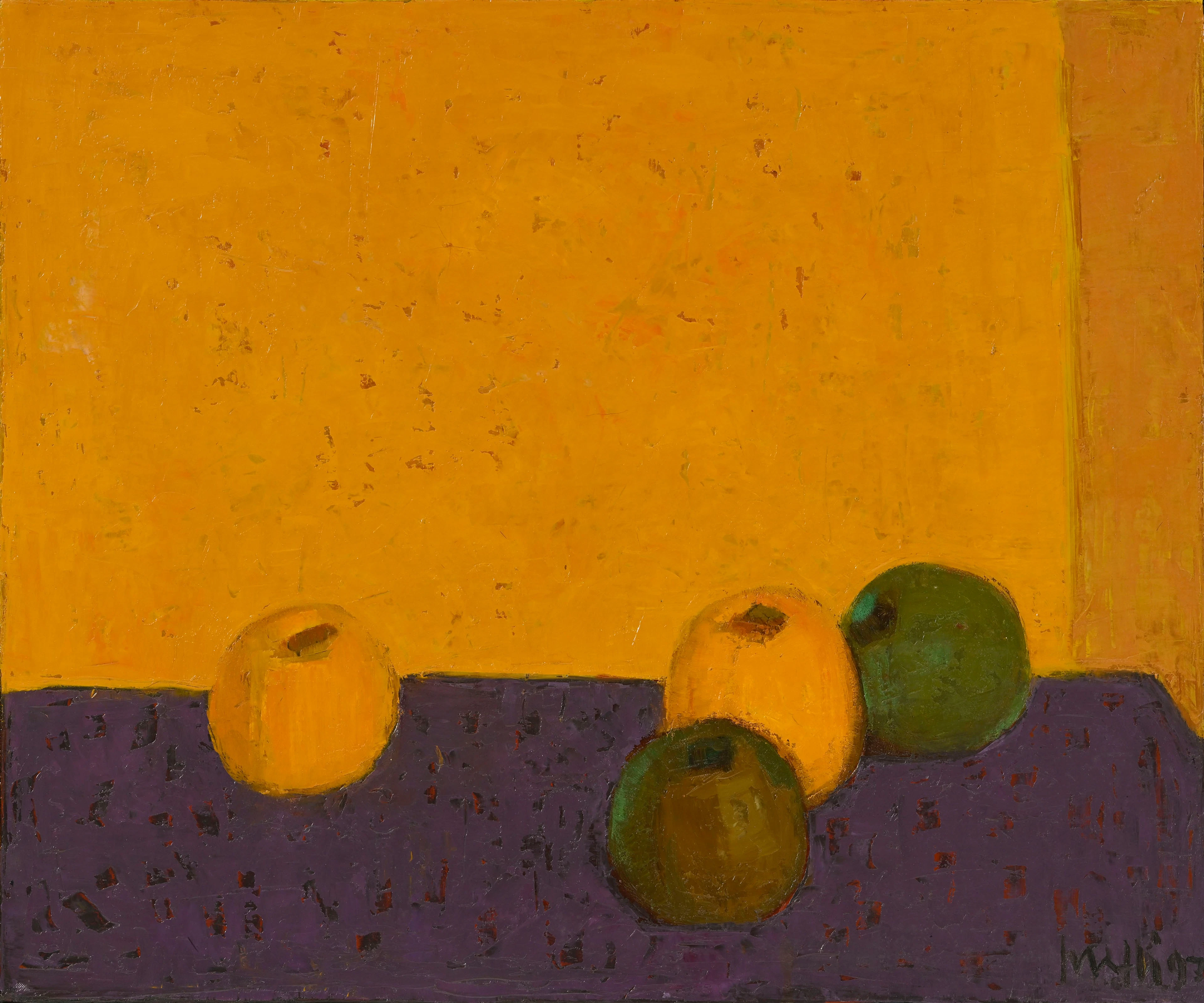 Walter Mafli (1915-2017), "Les Pommes", 1997, huile sur toile, signée