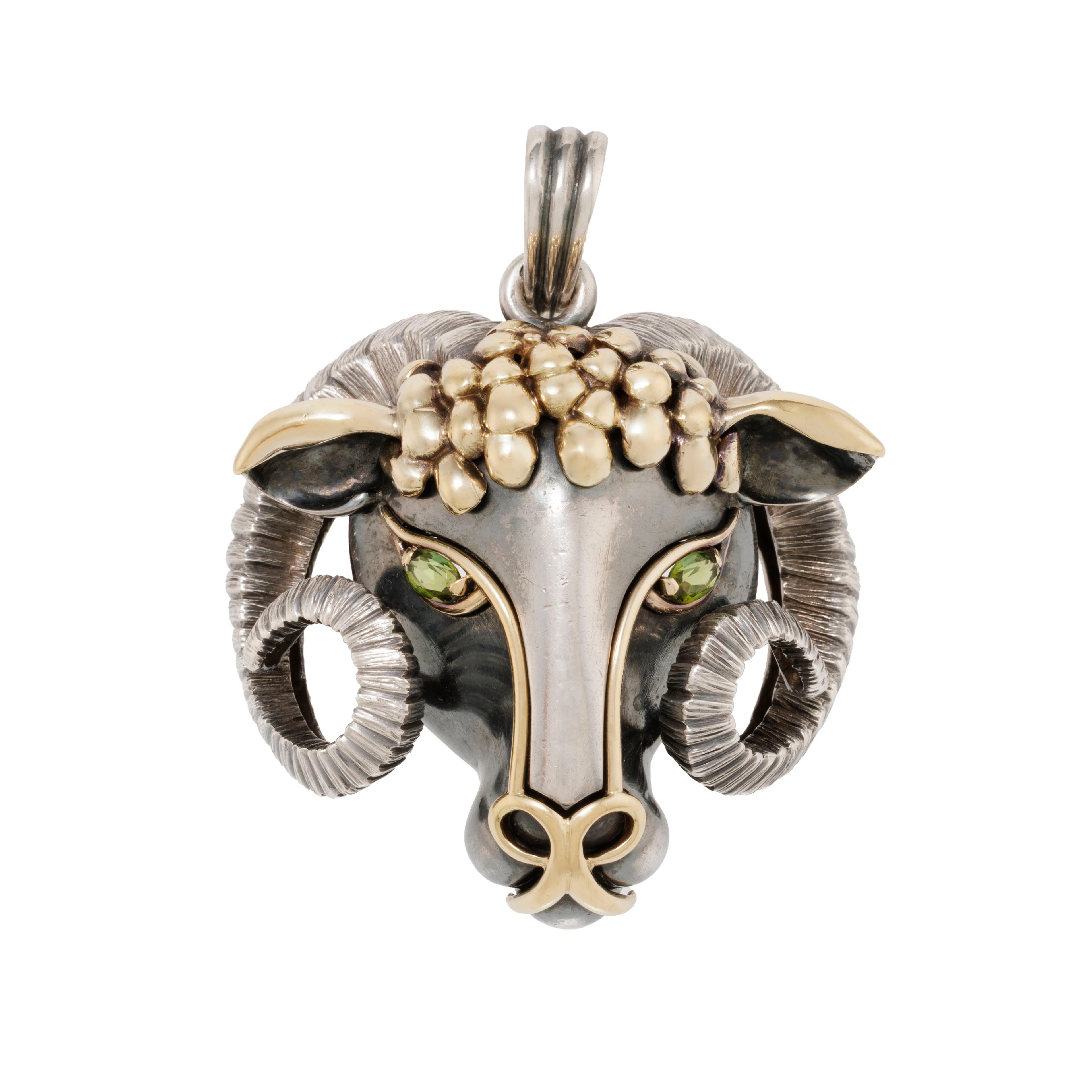 Boivin, pendentif, années 1970 en or 750 et argent noirci figurant