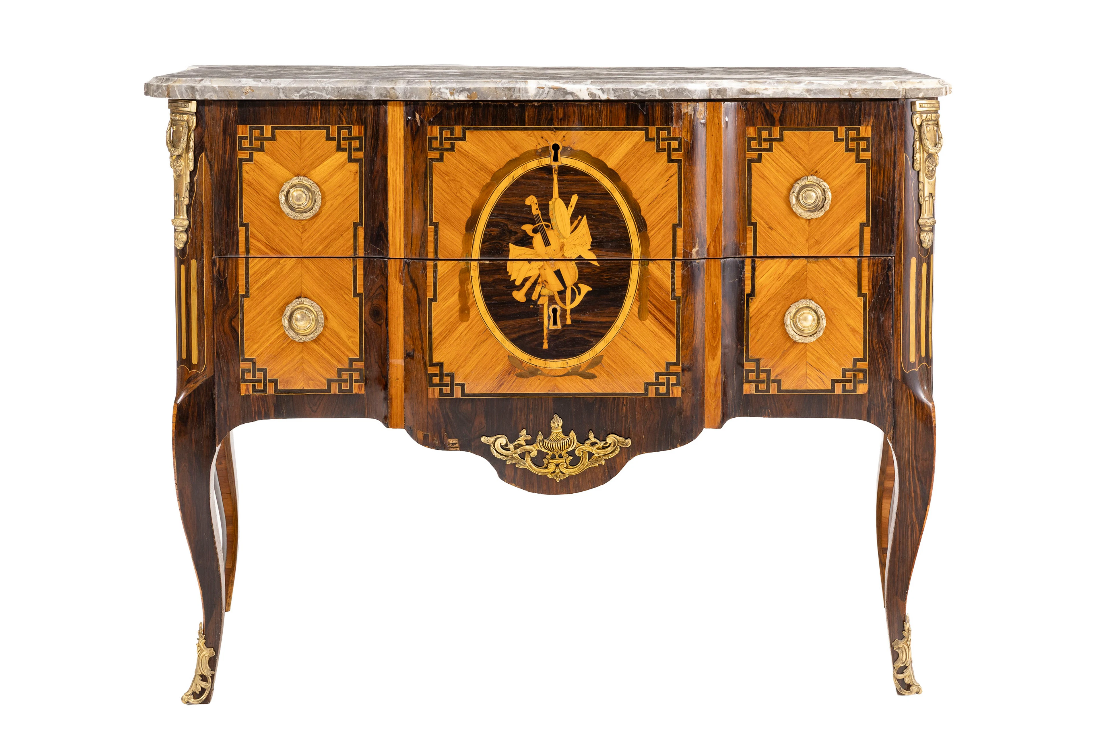 Commode, probablement Italie, XVIIIe s., en placage de bois de rose