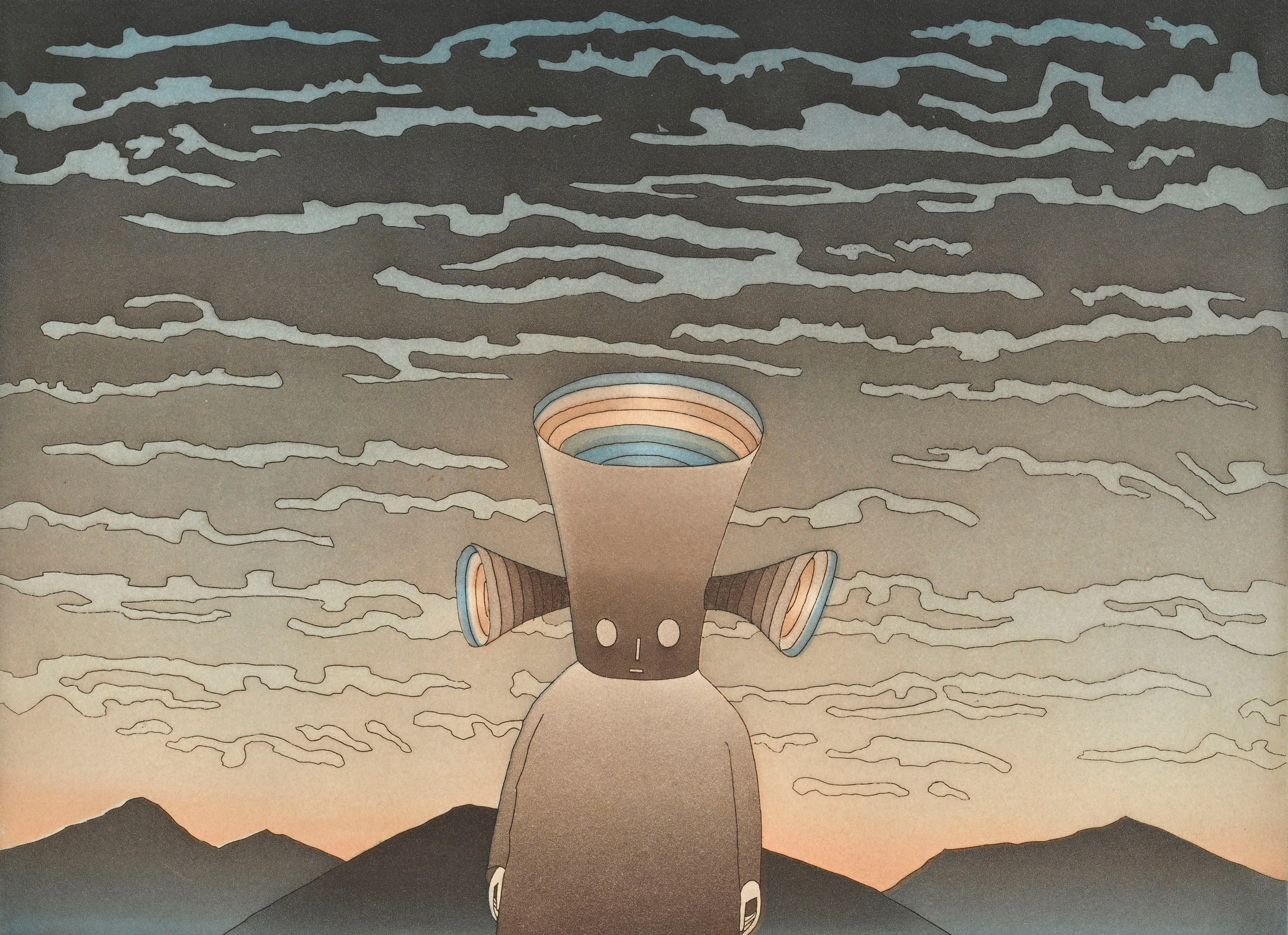 Jean-Michel Folon (1934-2005), d'après, "Robot", lithographie en couleurs
