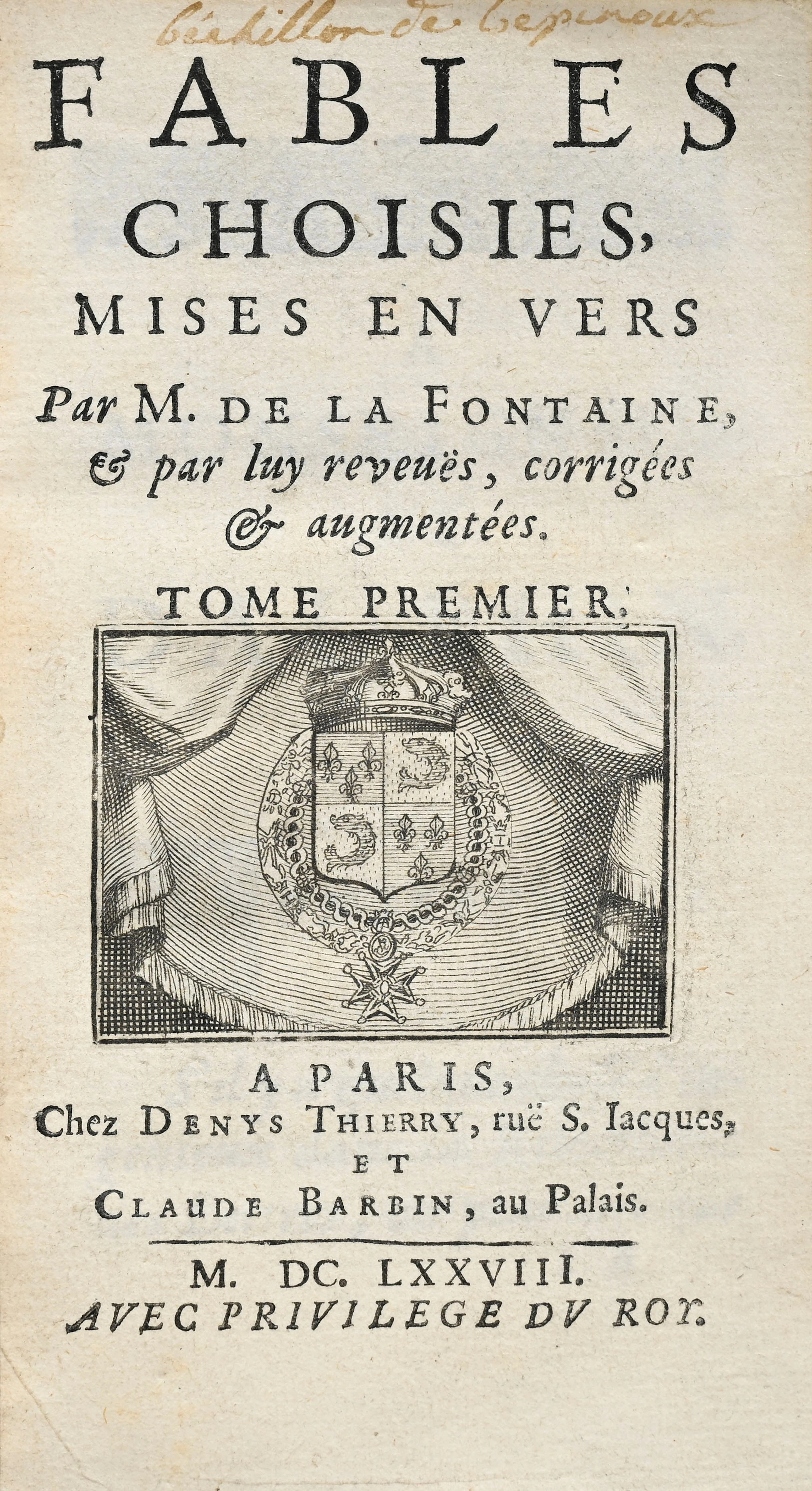 LA FONTAINE (Jean de). Fables choisies, mises en vers. Paris, Denis