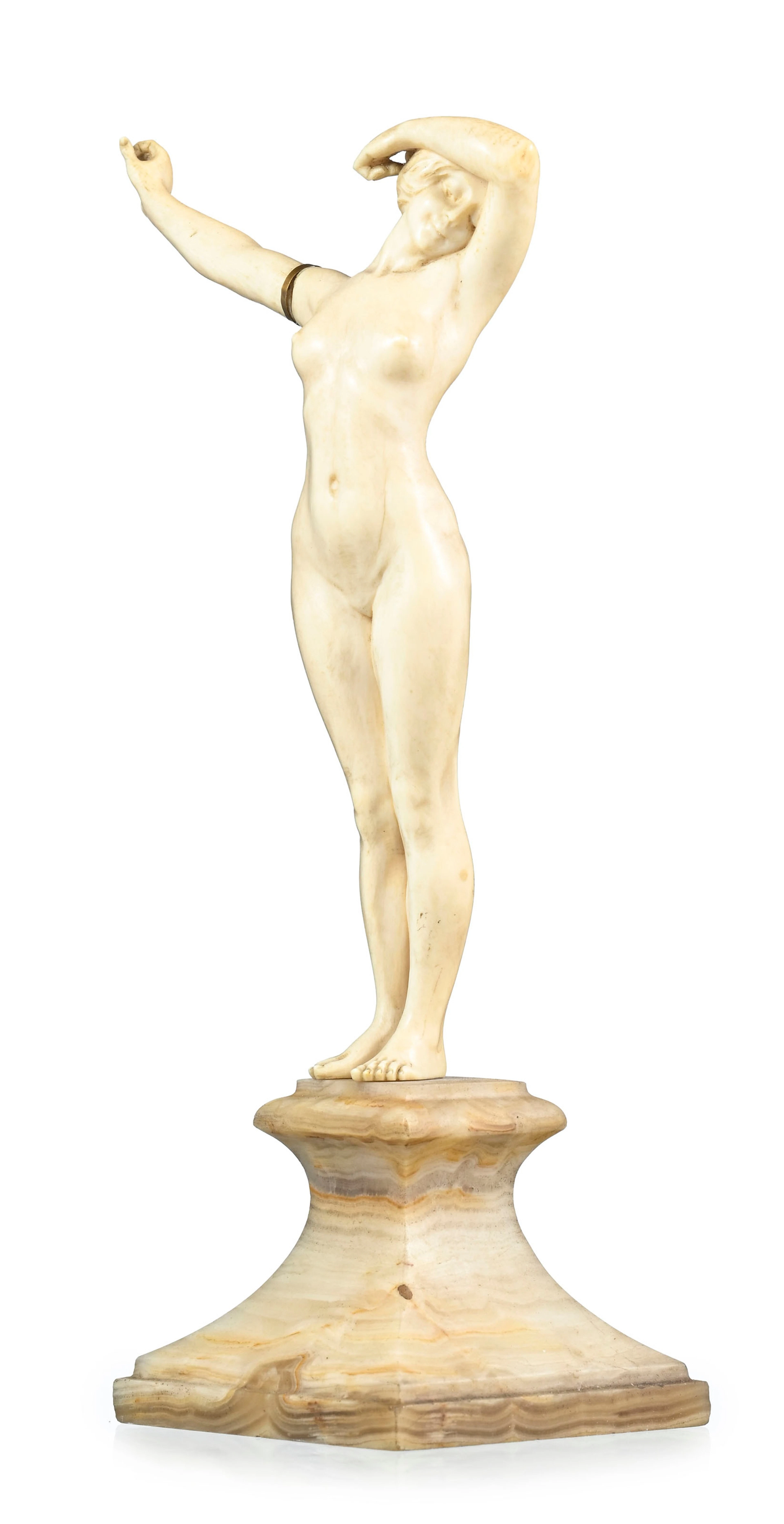 Louis Sosson (actif 1905-1930), L'éveil, sculpture en ivoire, signée