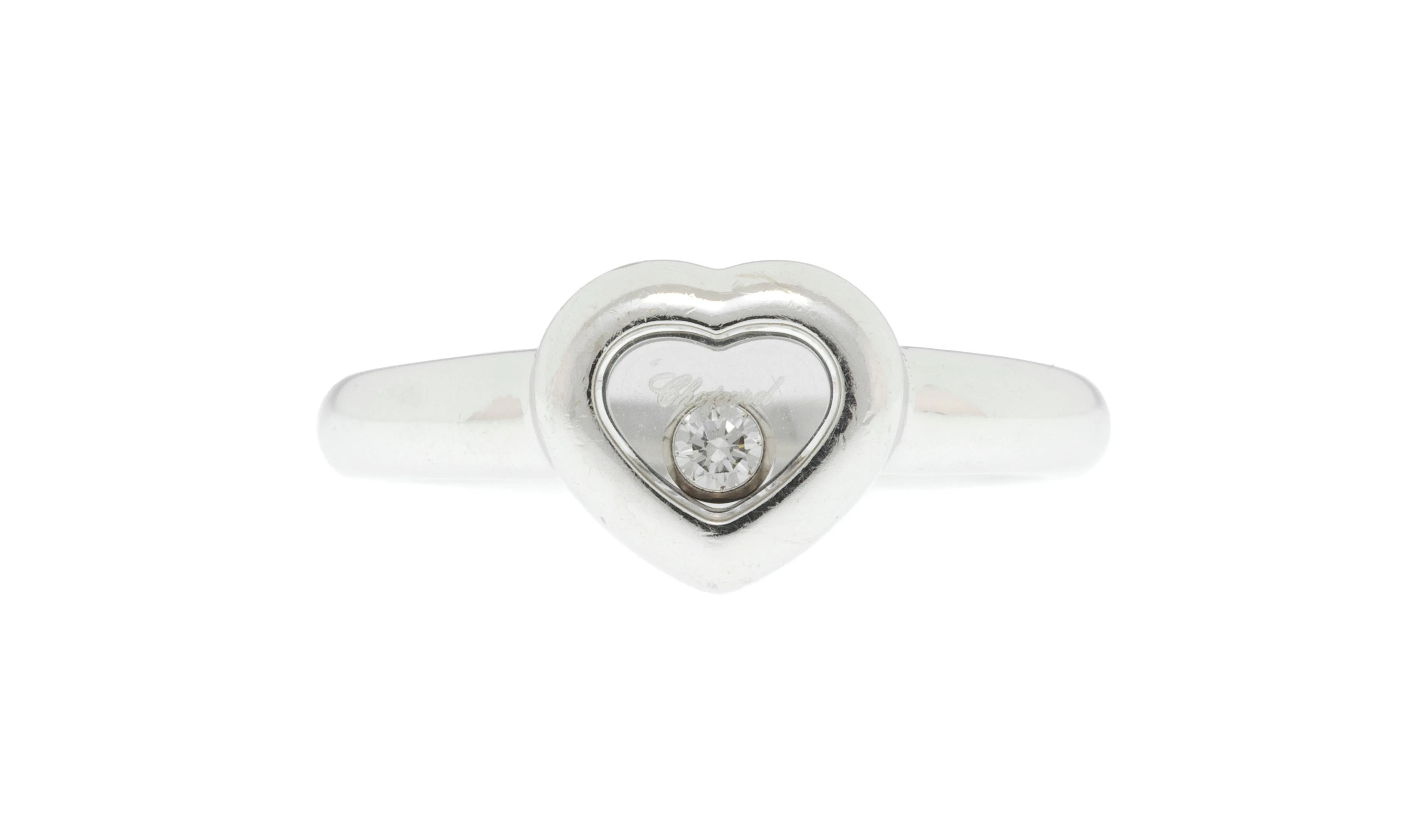 Chopard, Happy Diamonds, bague cœur or gris 750 ornée d'un diamant
