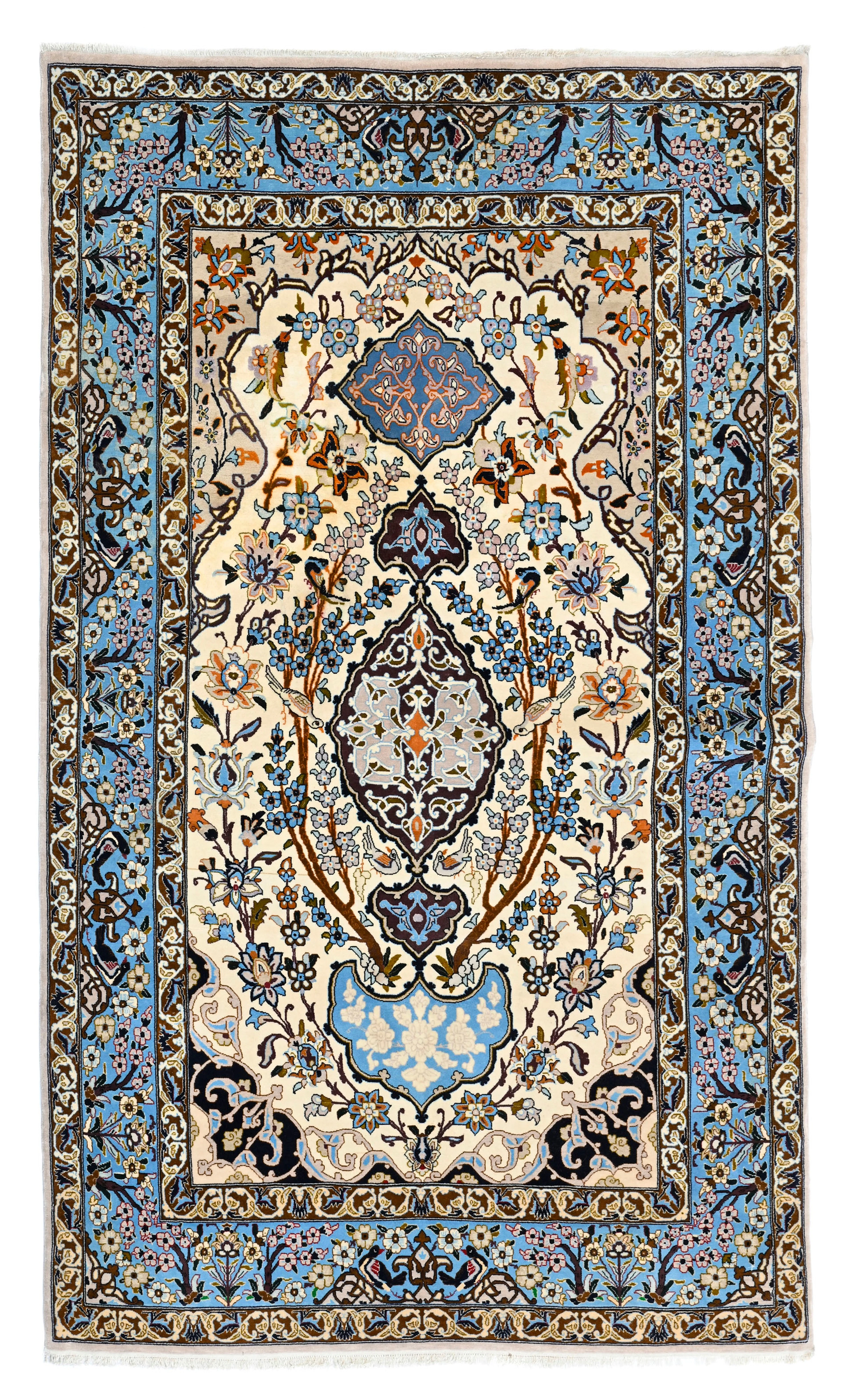 Tapis Ispahan en laine sur soie, Iran, 2ème moitié du XXe s., à petit