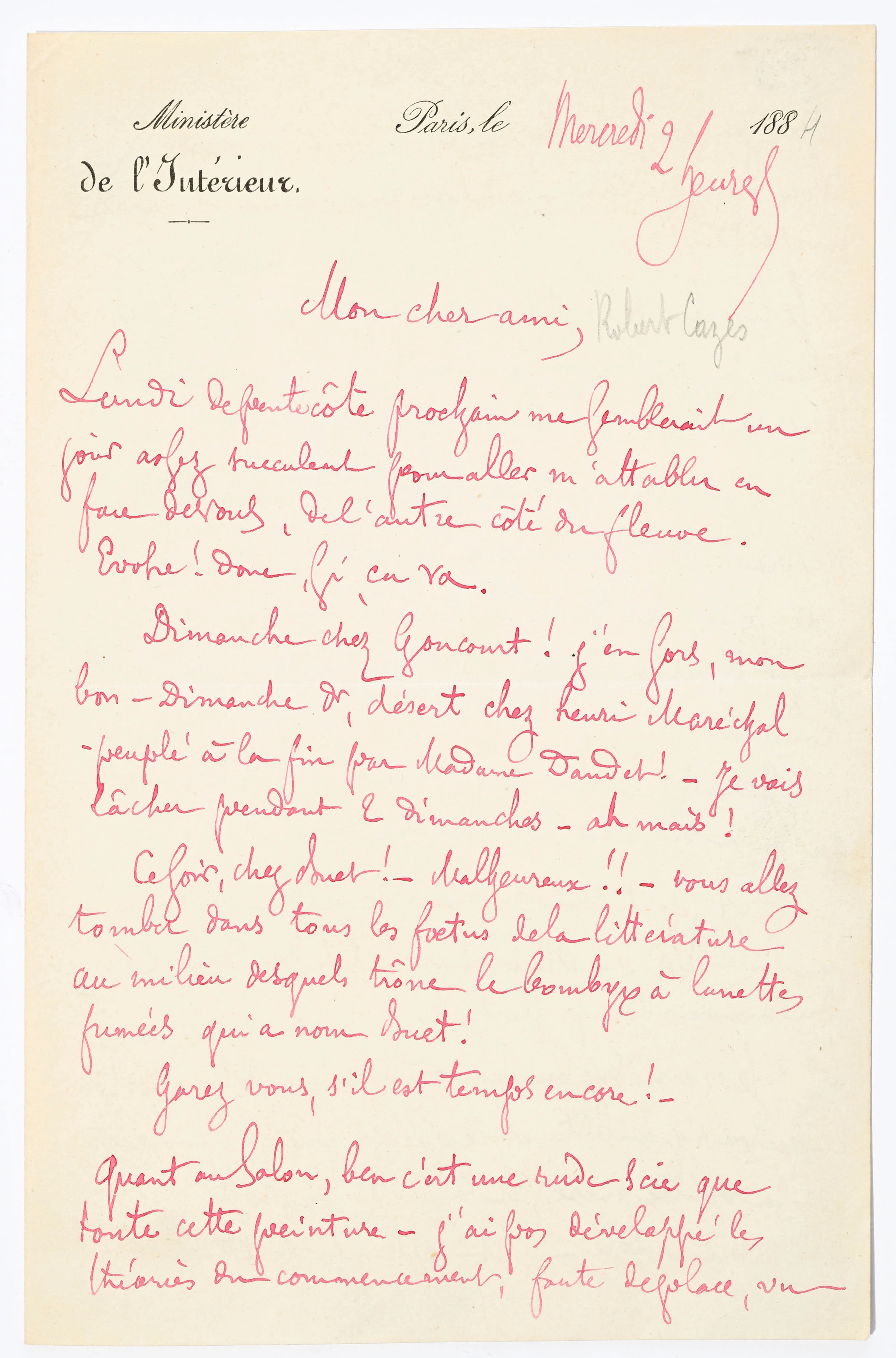 HUYSMANS (Joris-Karl). Lettre autographe signée « J.K. Huysmans »