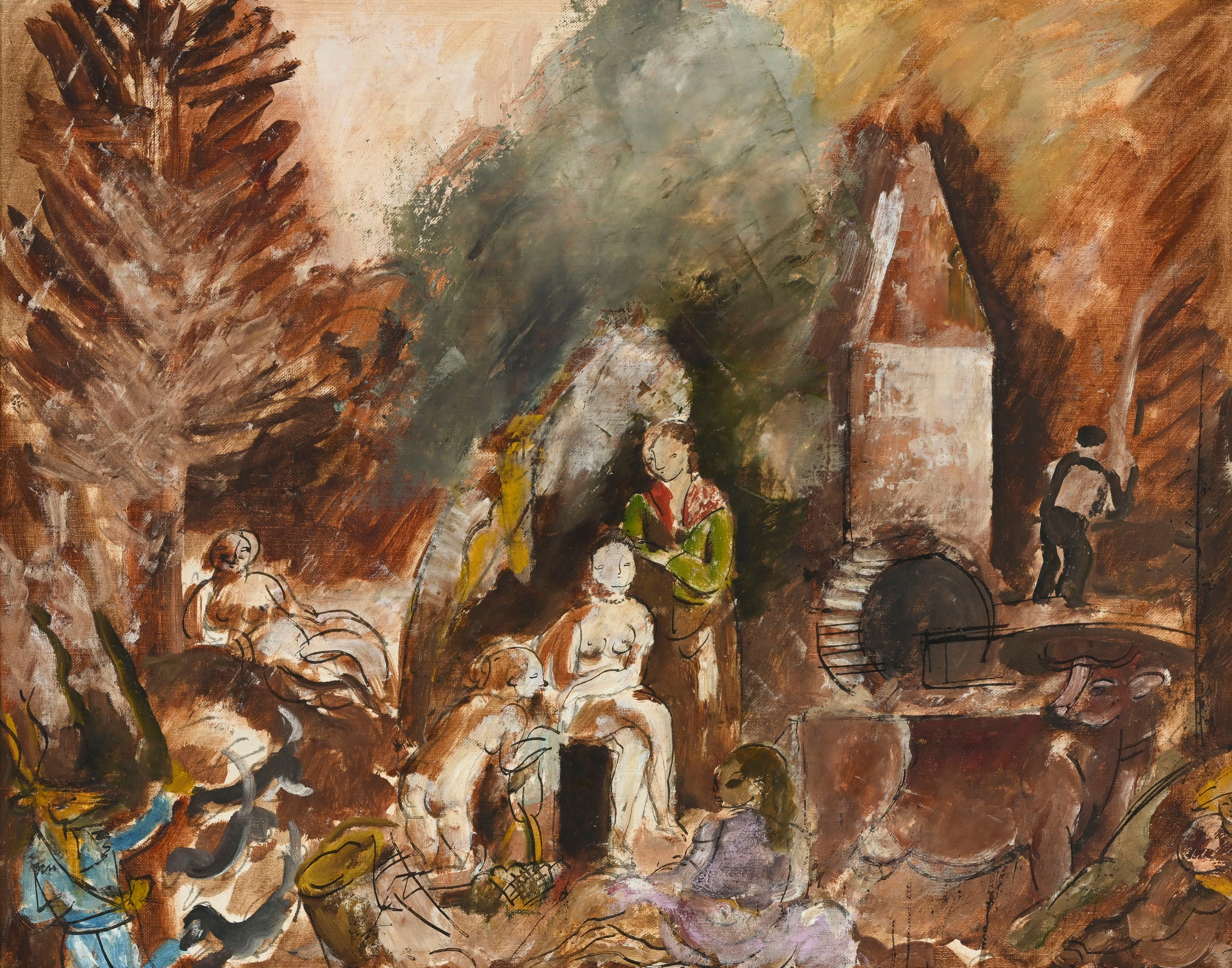 Charles Dufresne (1876-1938), "Le moulin ou Diane et Actéon", huile