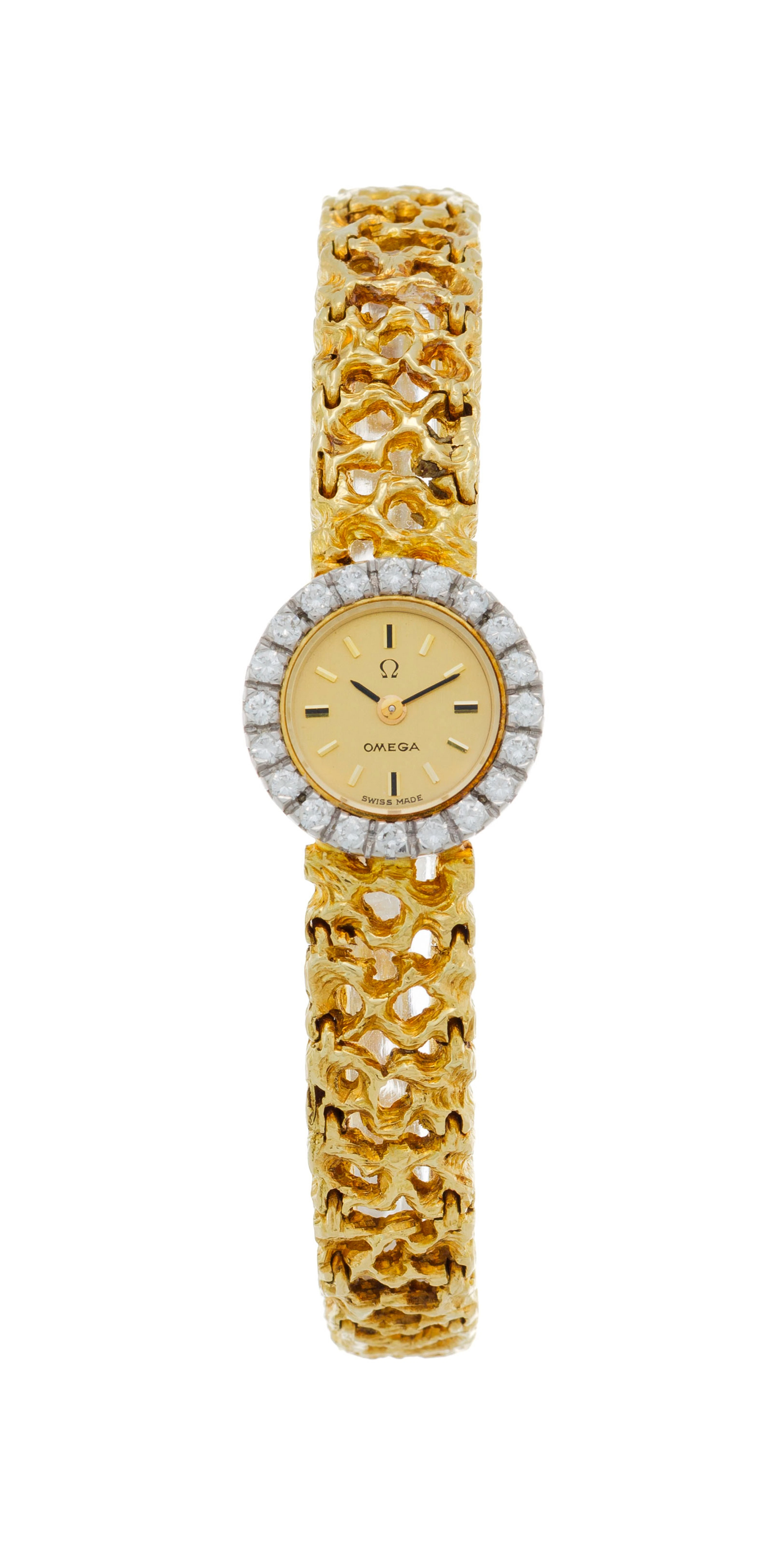 Gilbert Albert pour Omega, réf. 7164, montre-bracelet 2 ors 750 sertie