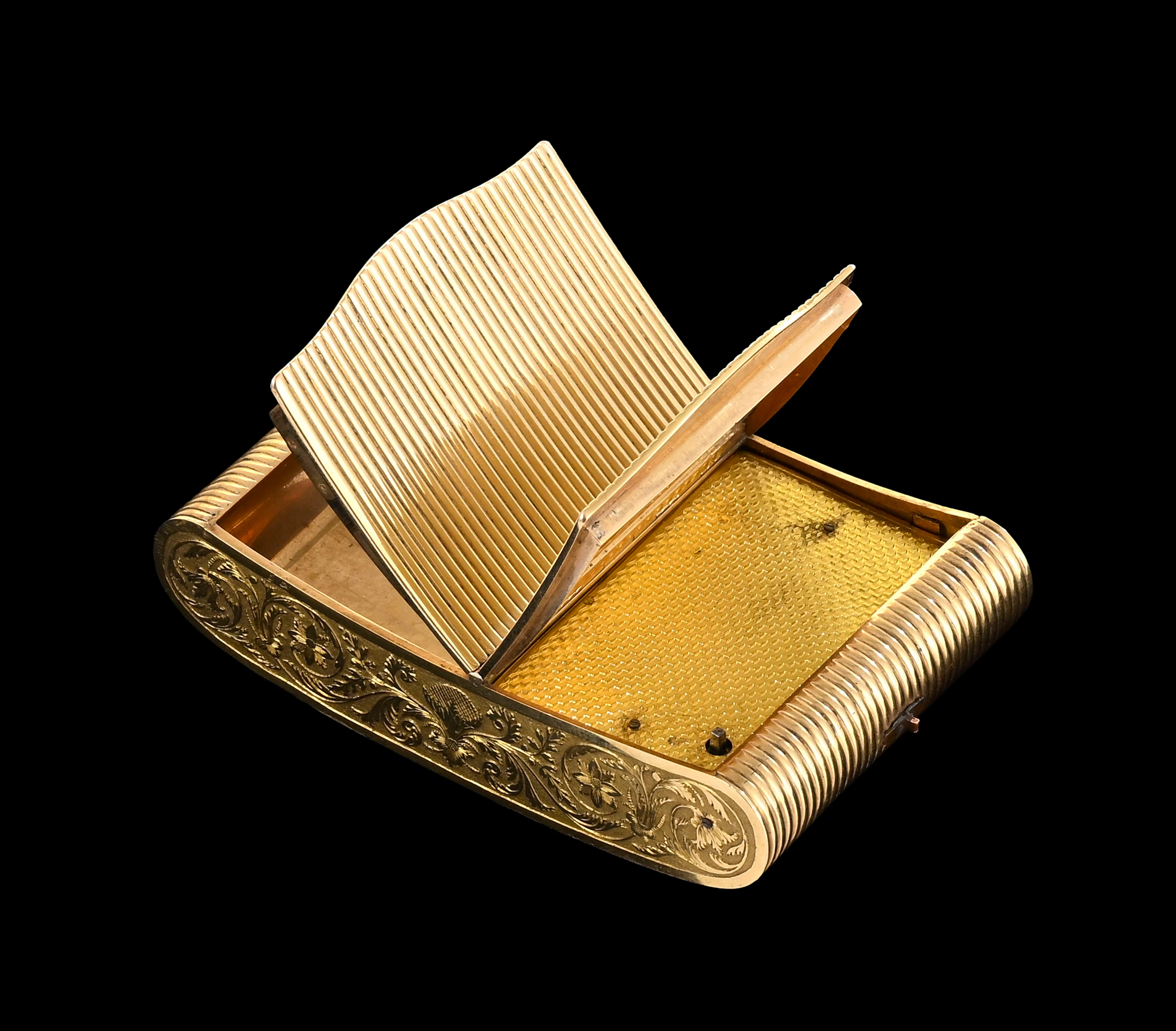 Tabatière en or avec boîte à musique, circa 1820-1830, deux vantaux