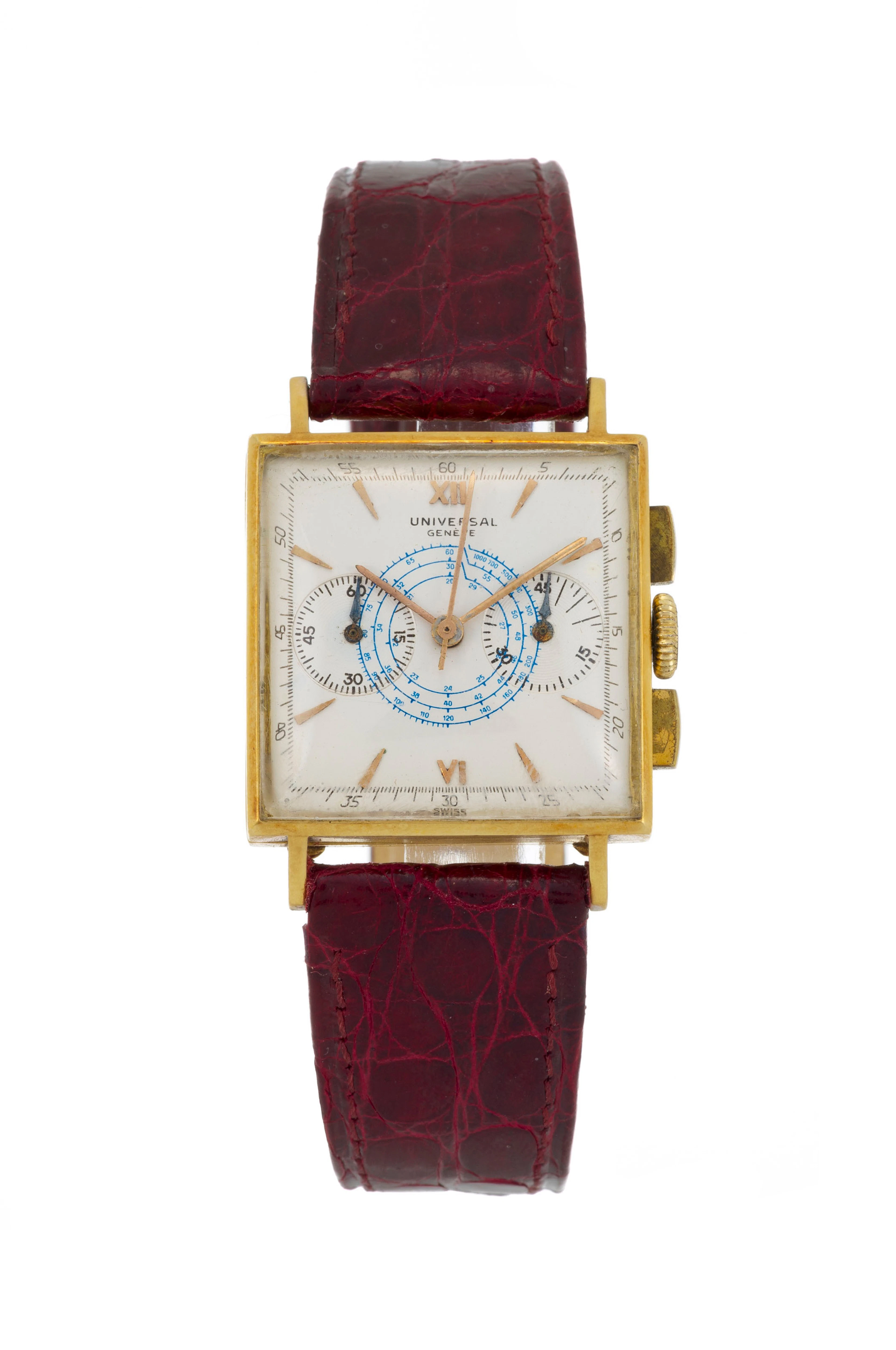 Universal, réf. 12105, montre chronographe en or 750, années 1940