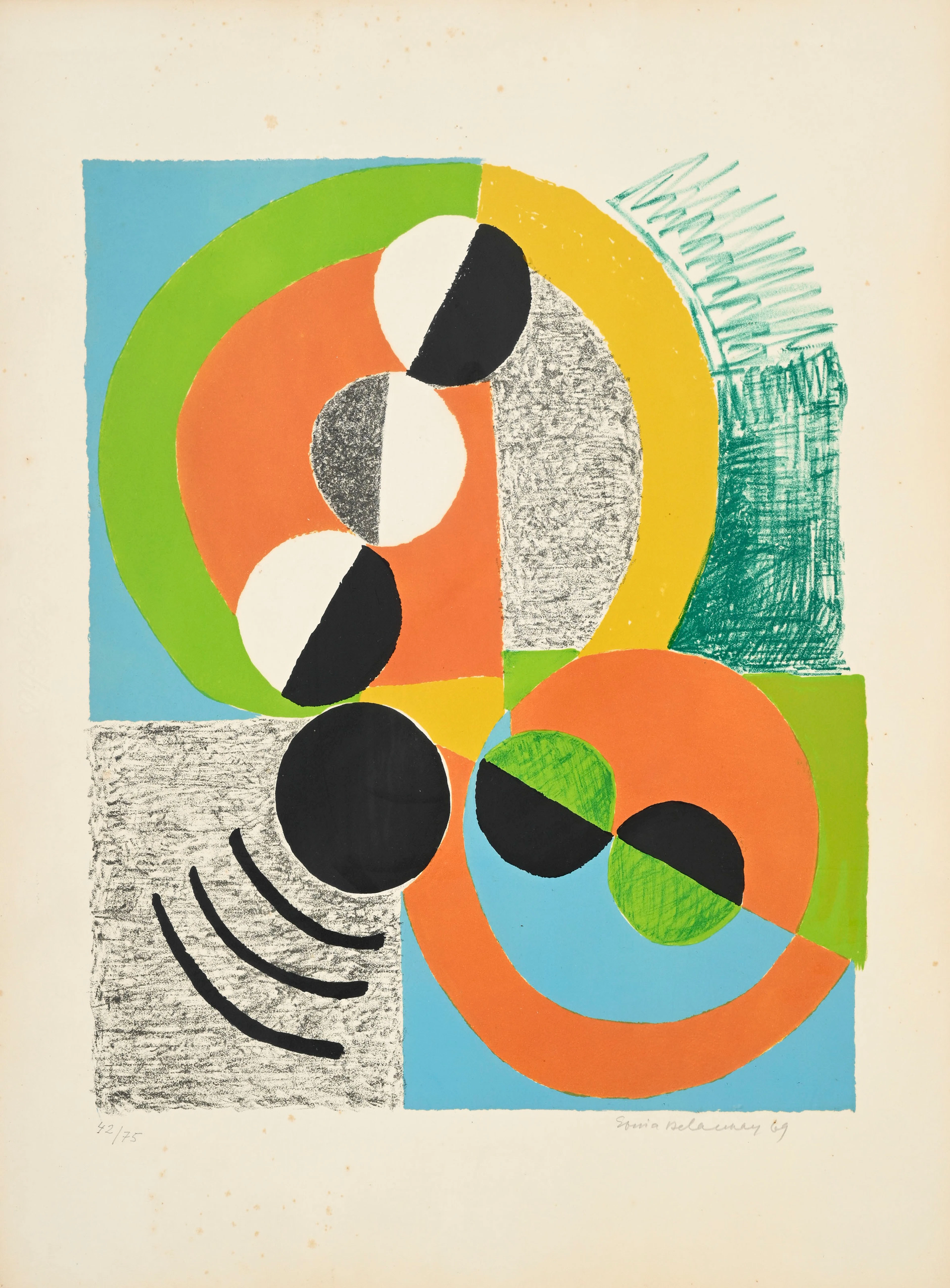 Sonia Delaunay (1885-1979), "Affreux Jojo", 1969, lithographie en