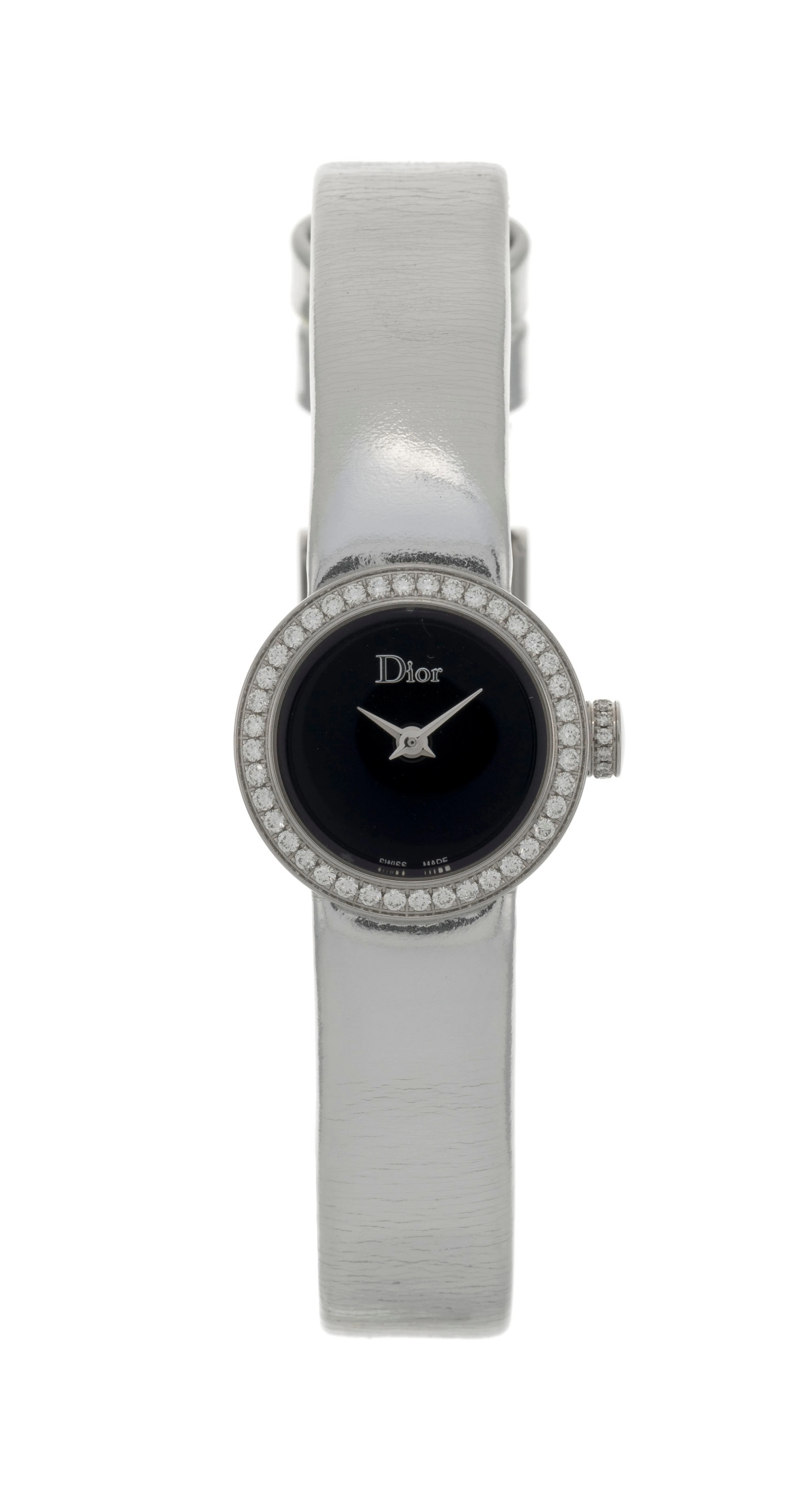 Dior, montre en acier sertie de diamants Mouvement: cal. ETA E01.001