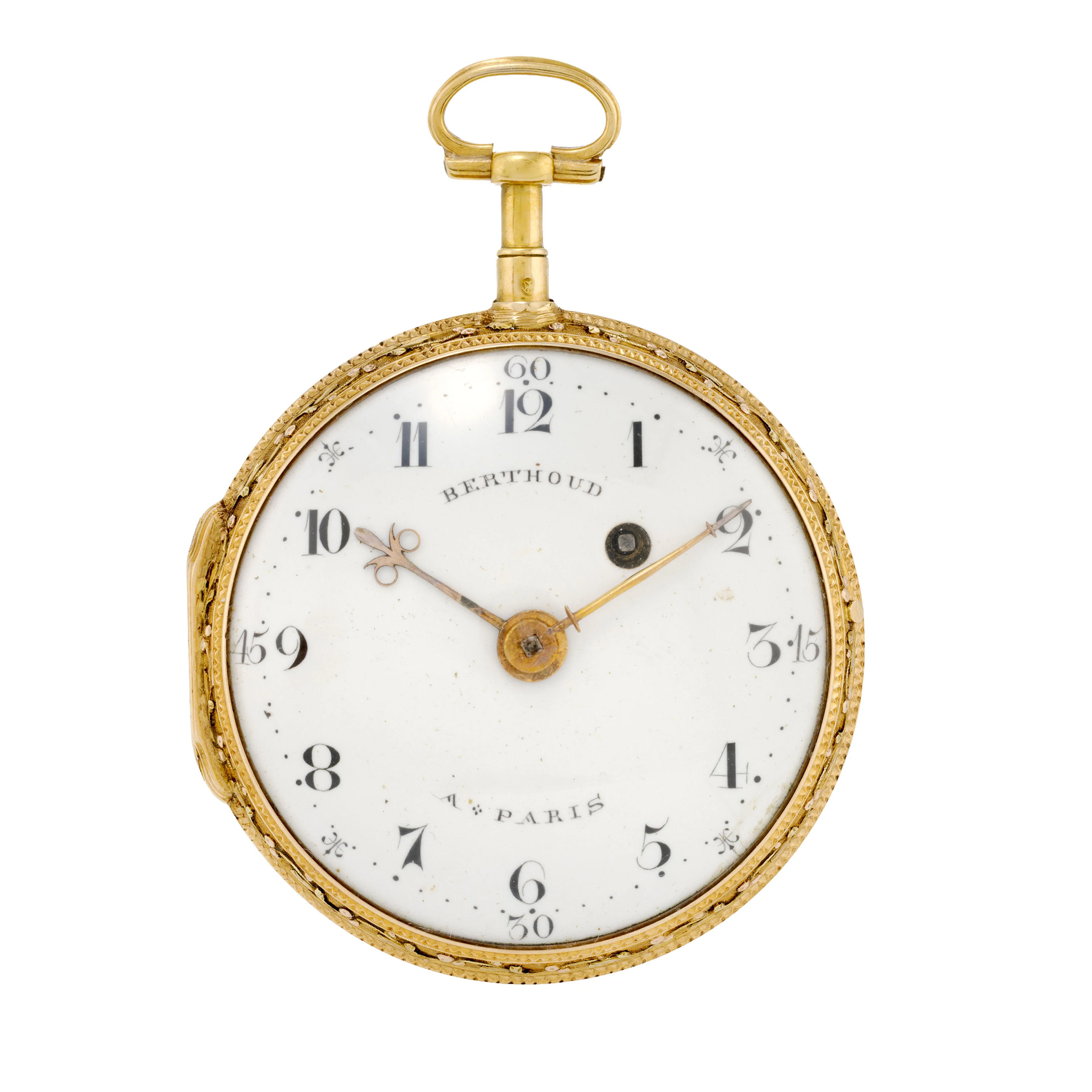 Berthoud à Paris, montre de poche à coq 3 ors 750 ornée d'une scène