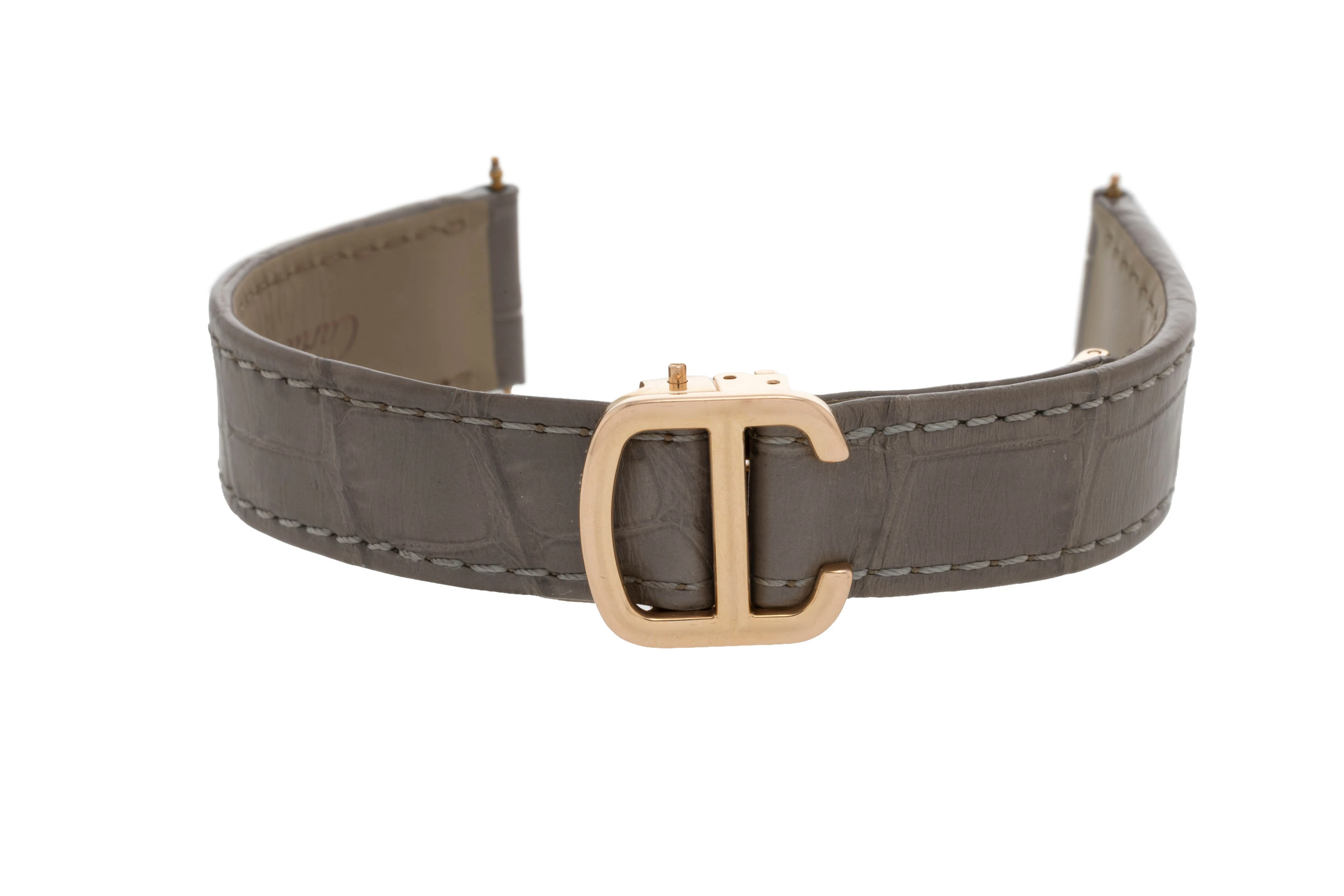 Cartier, boucle déployante en or rose 750 avec son bracelet en croco