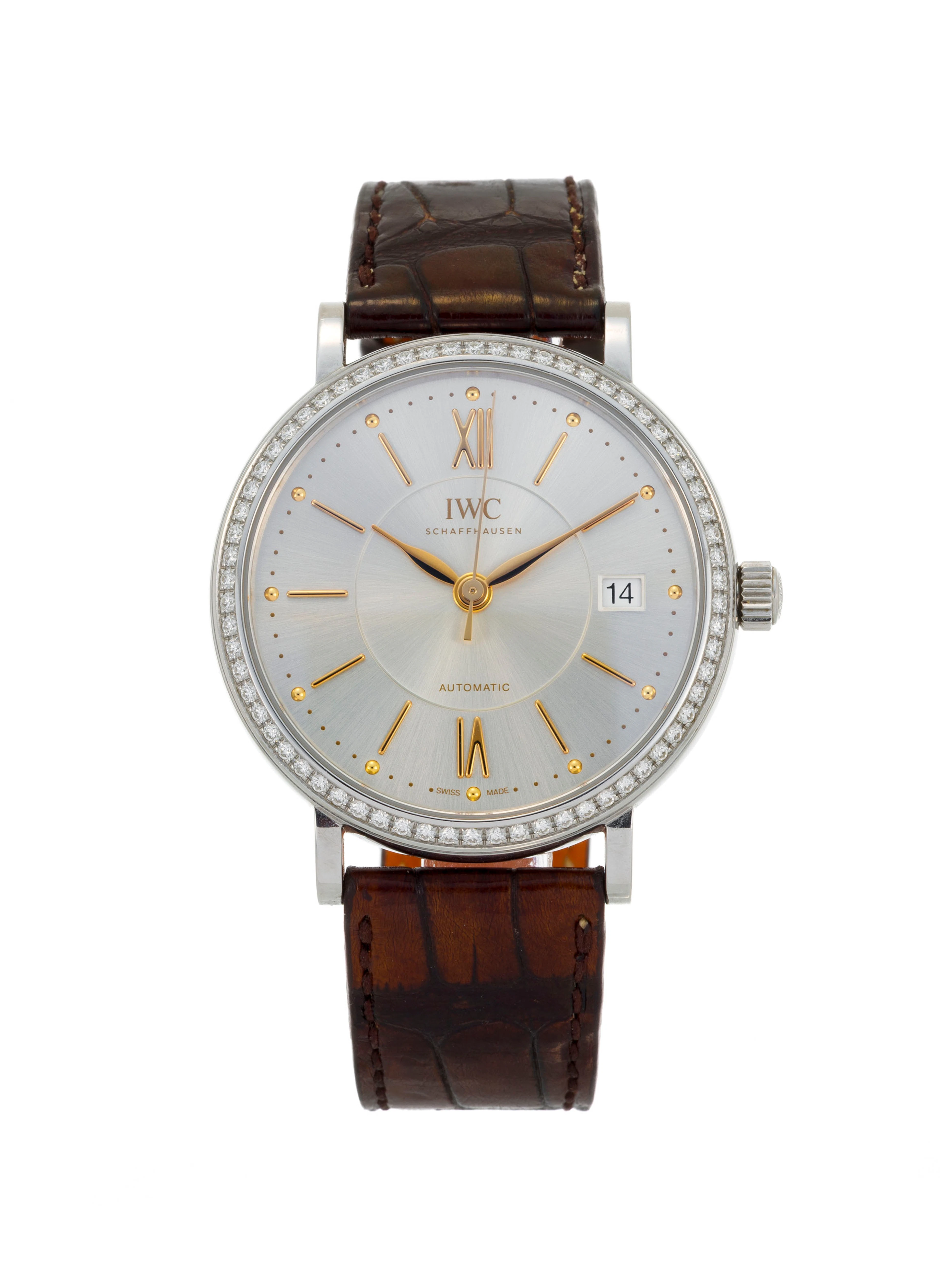 IWC, Portofino, réf. 458103, montre en acier sertie de diamants Mouvement: