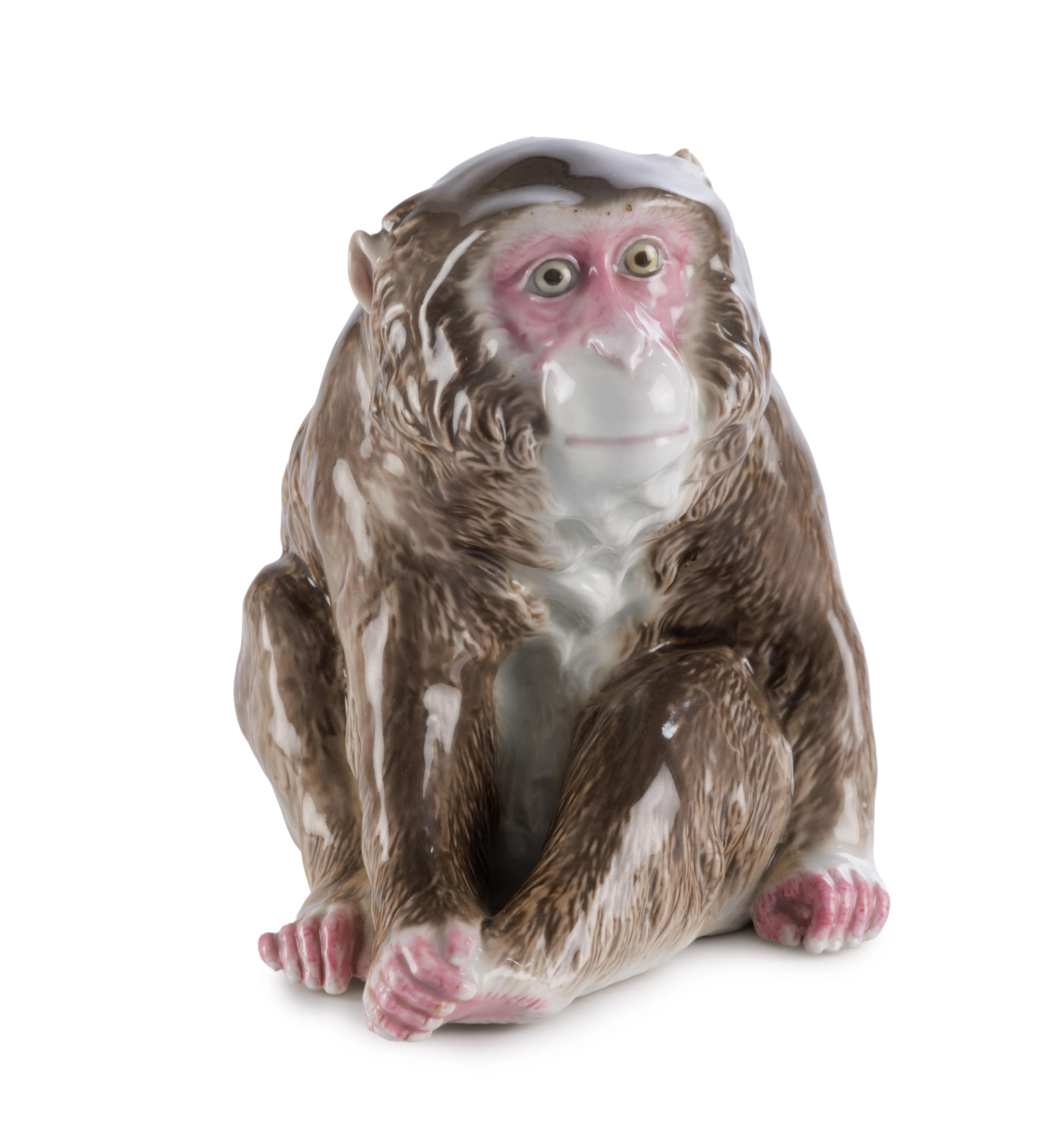 Singe assis, sculpture en porcelaine, Japon, moderne, marque JAPAN