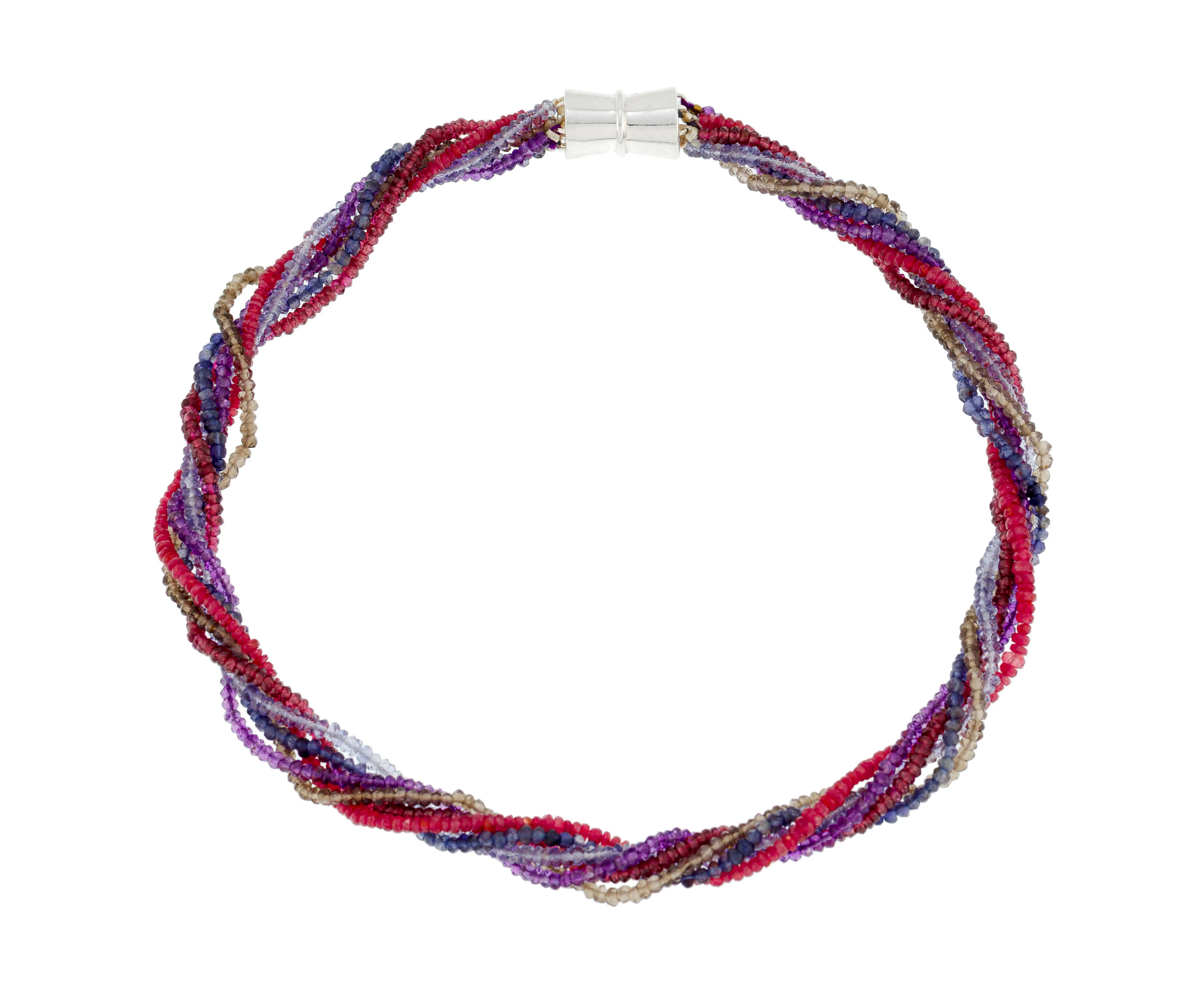 Collier composé de 6 rangs de gemmes de couleur dont des saphirs