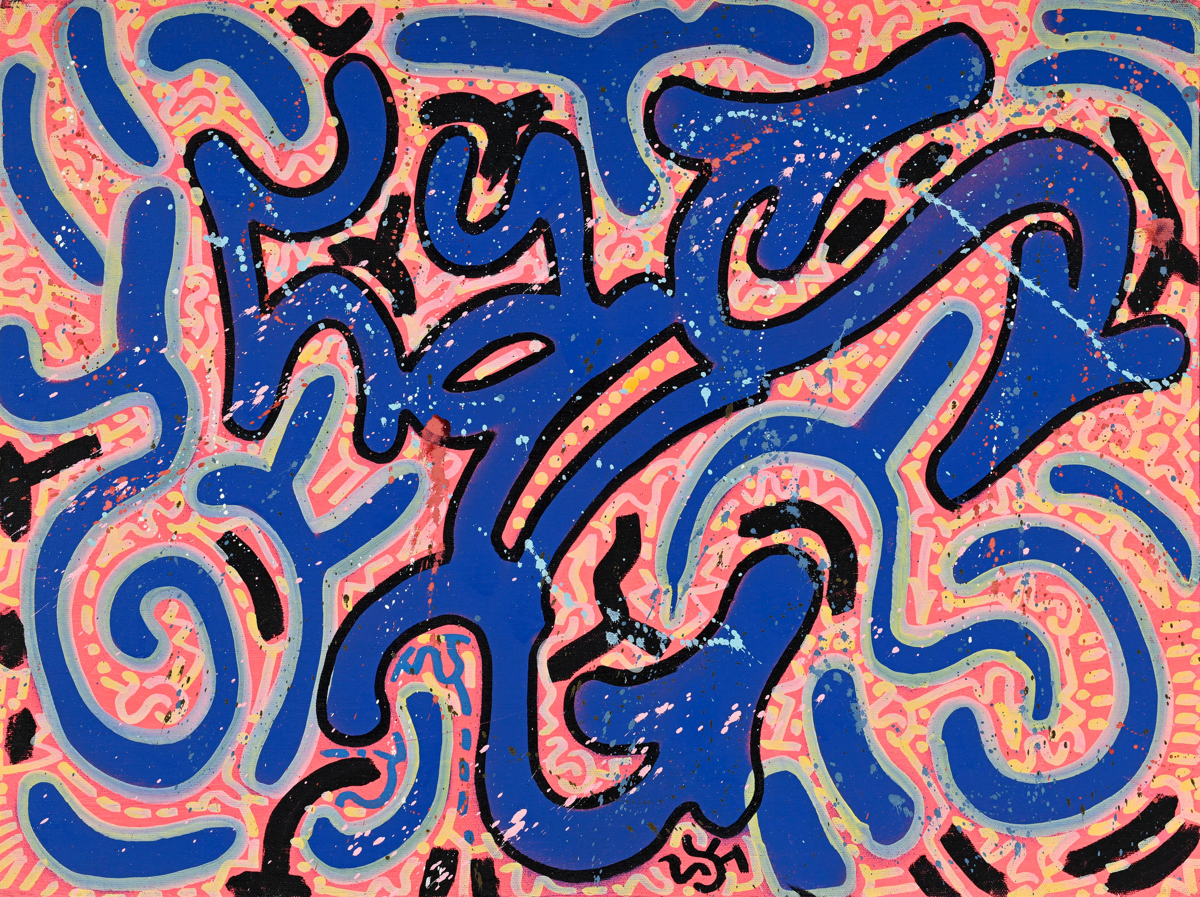 Angel Ortiz (1966), "Blue Knight", 2011, technique mixte sur toile