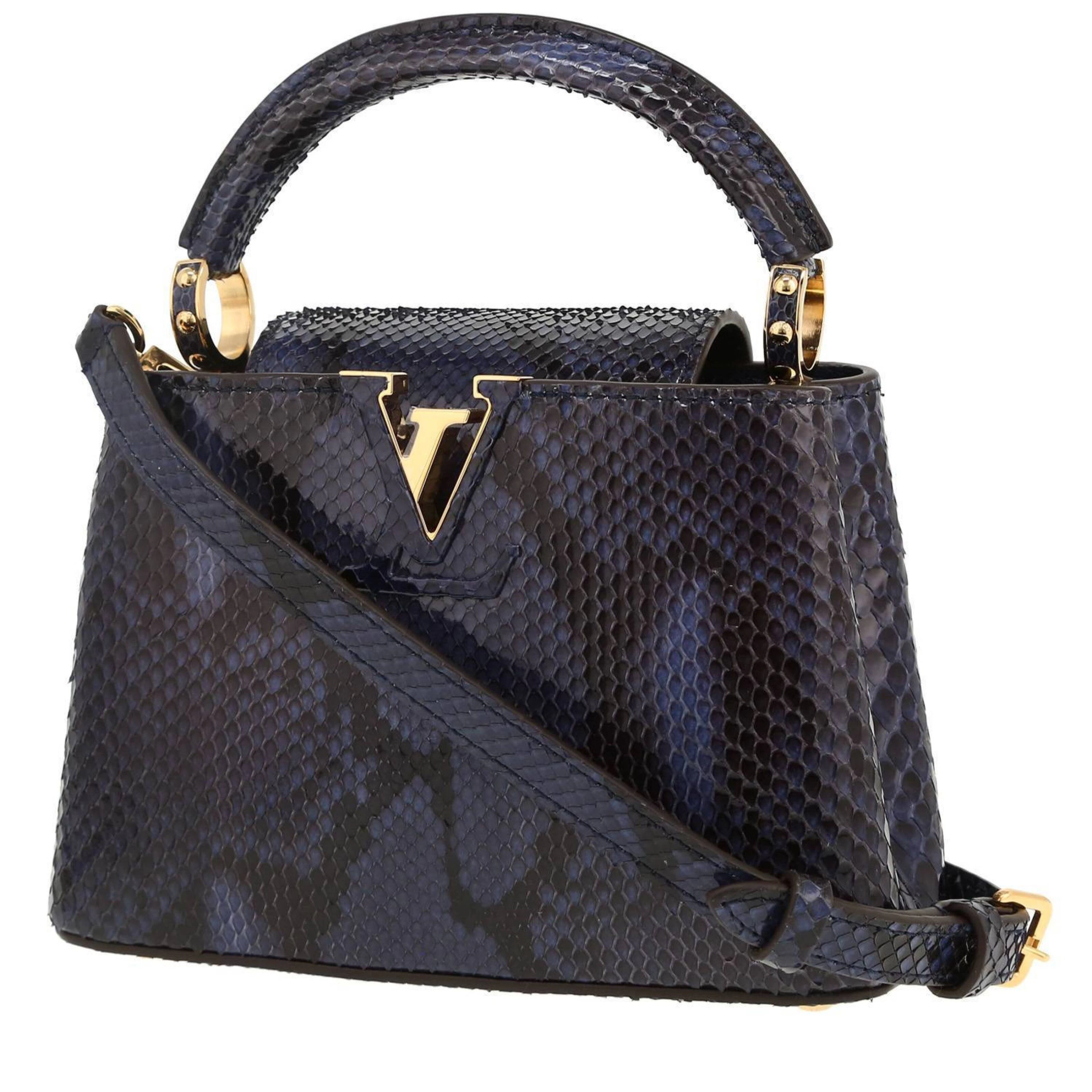 Louis Vuitton, sac Capucines Mini en python bleu, lancement 2014