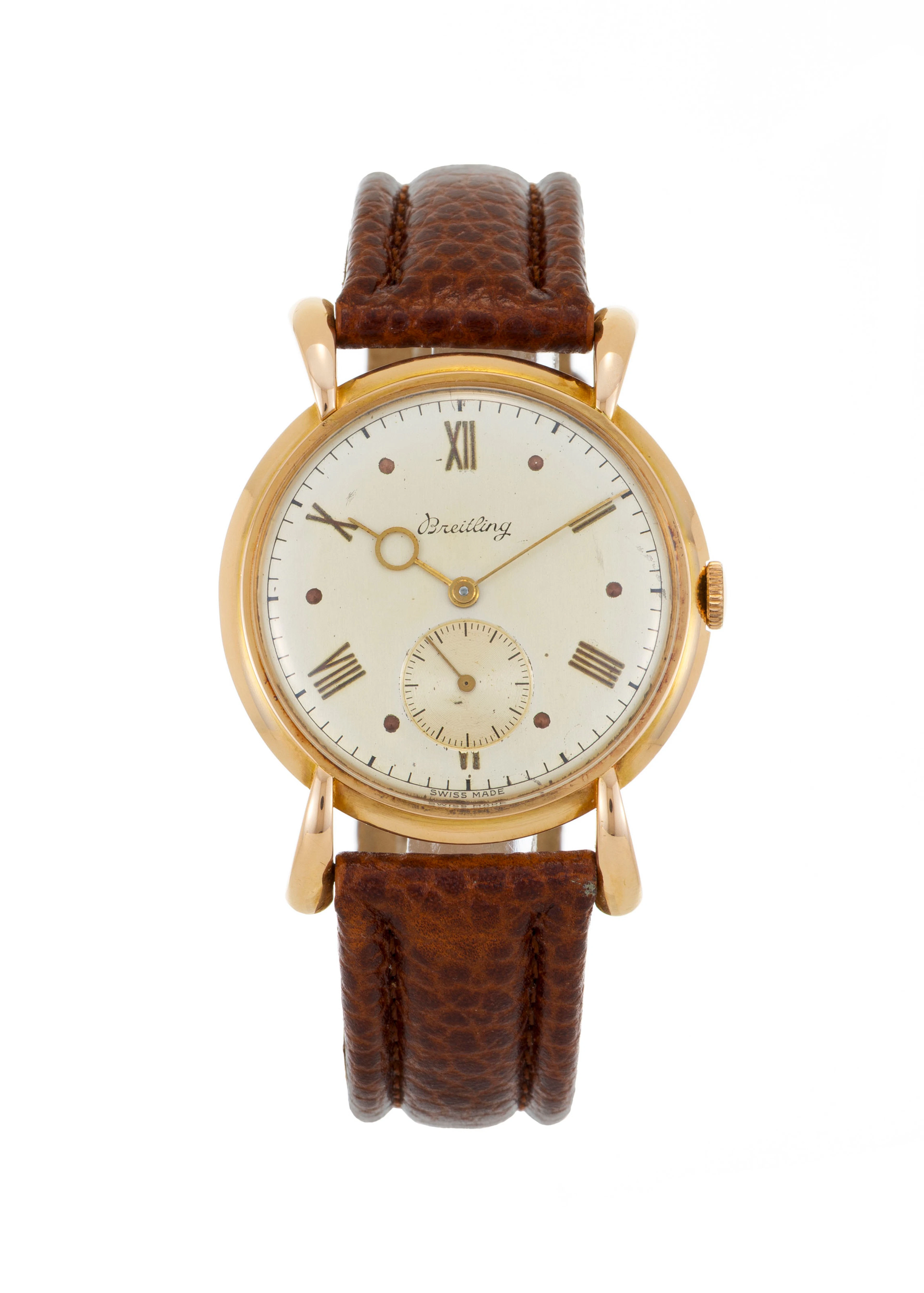 Breitling, montre petite seconde en or rose 750 Mouvement: mécanique