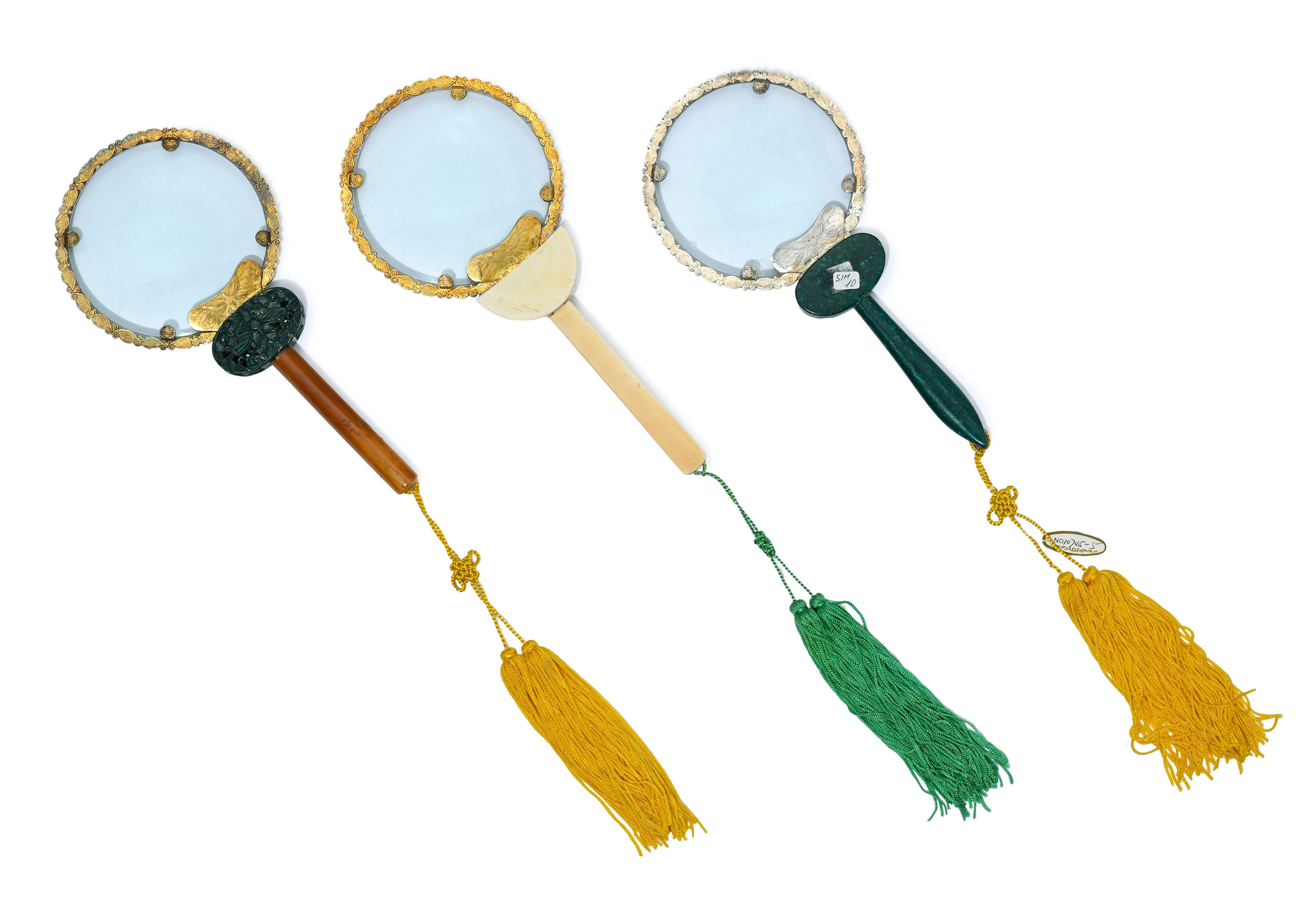 Ensemble de 3 loupes, Chine, moderne, monture en argent décoré de