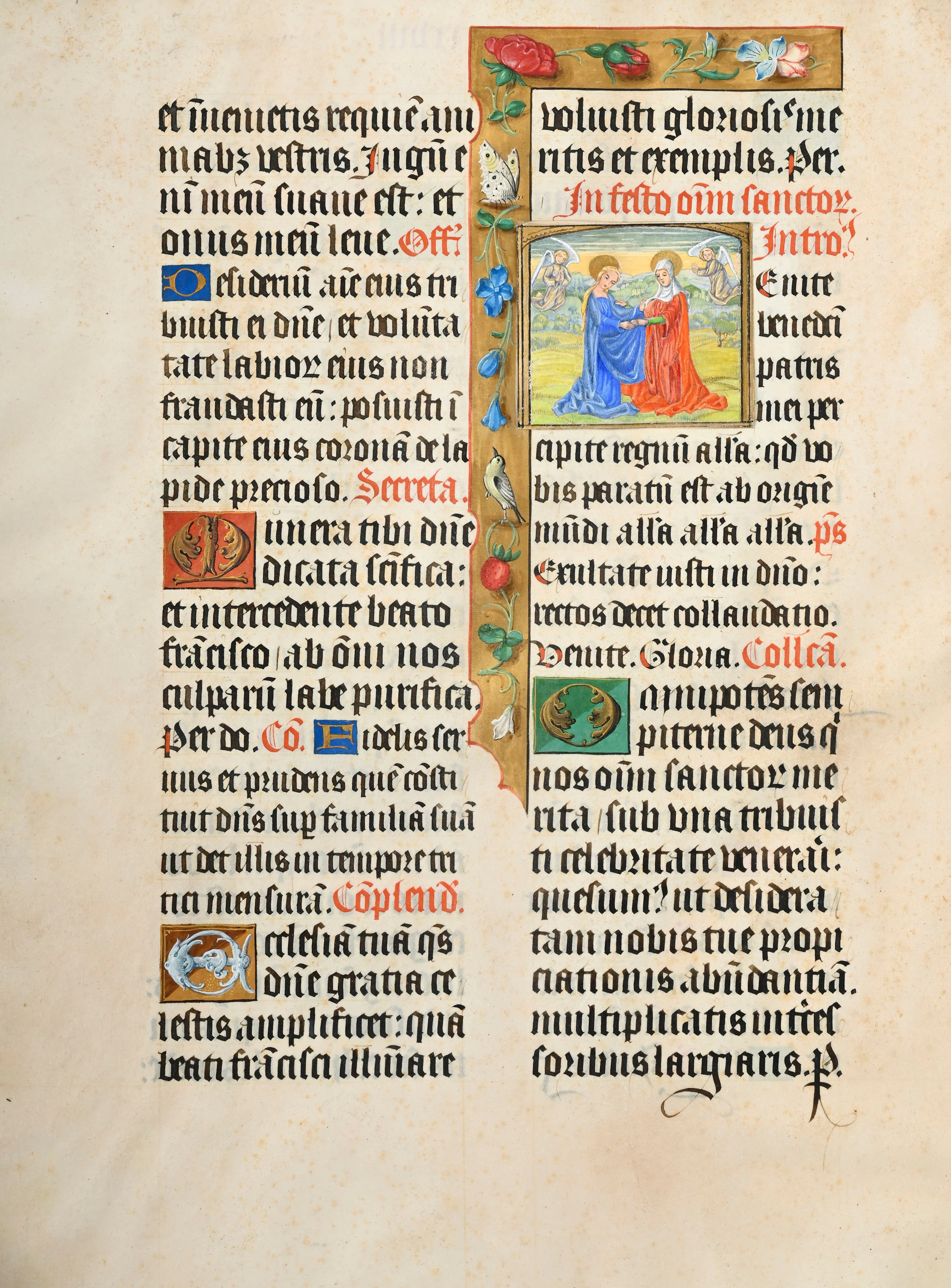 [ENLUMINURE]. Ensemble de 3 feuillets manuscrits enluminés et décorés
