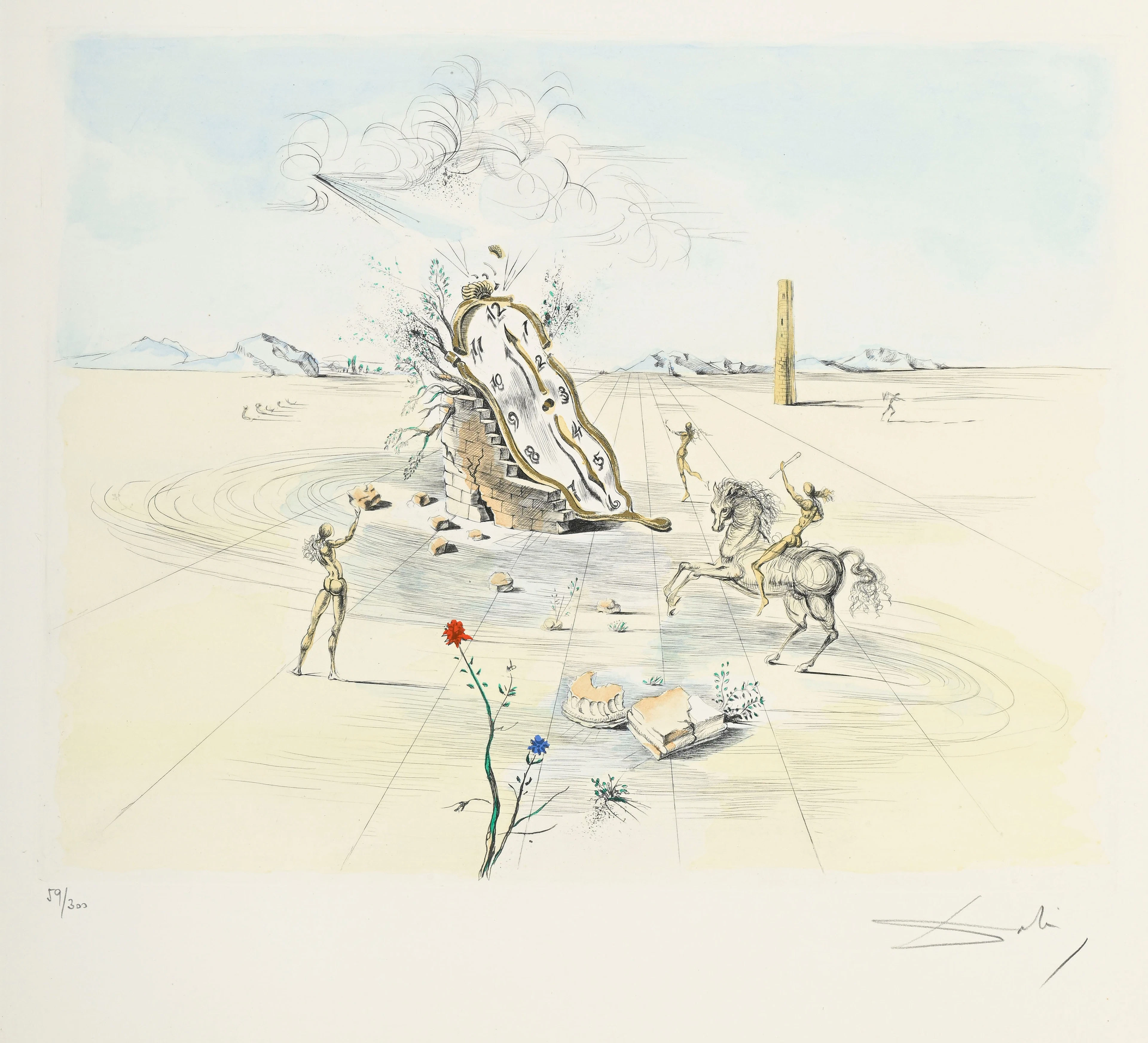 Salvador Dali (1904-1989), d'après, "Cavalier cosmique", 1982, eau-forte
