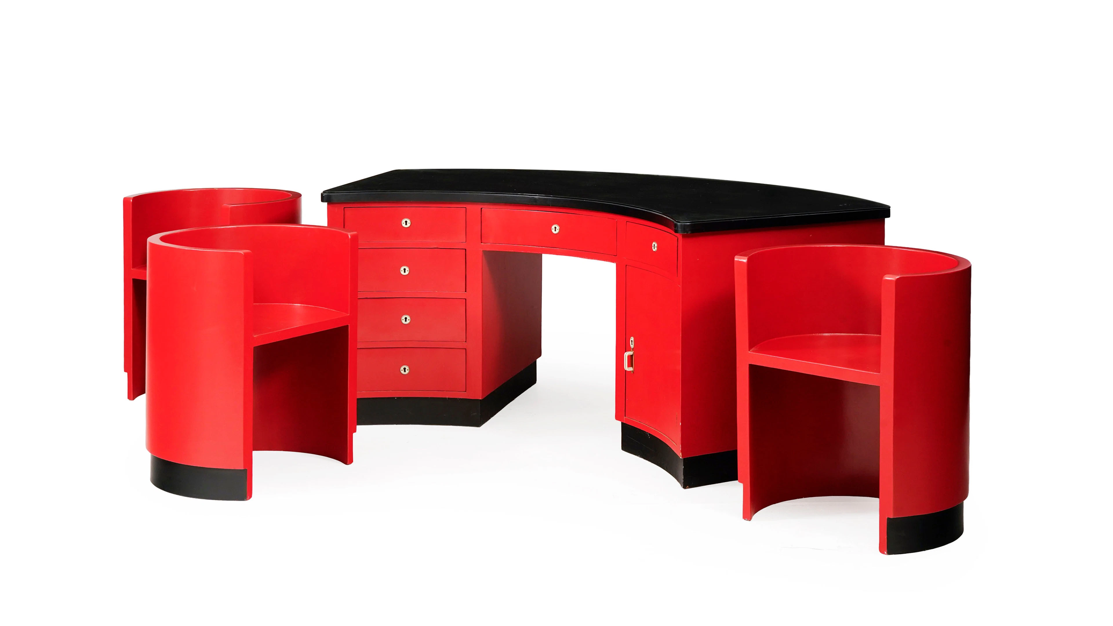 Bureau et suite de 3 fauteuils attribués à Giuseppe Pagano Pogatschnig
