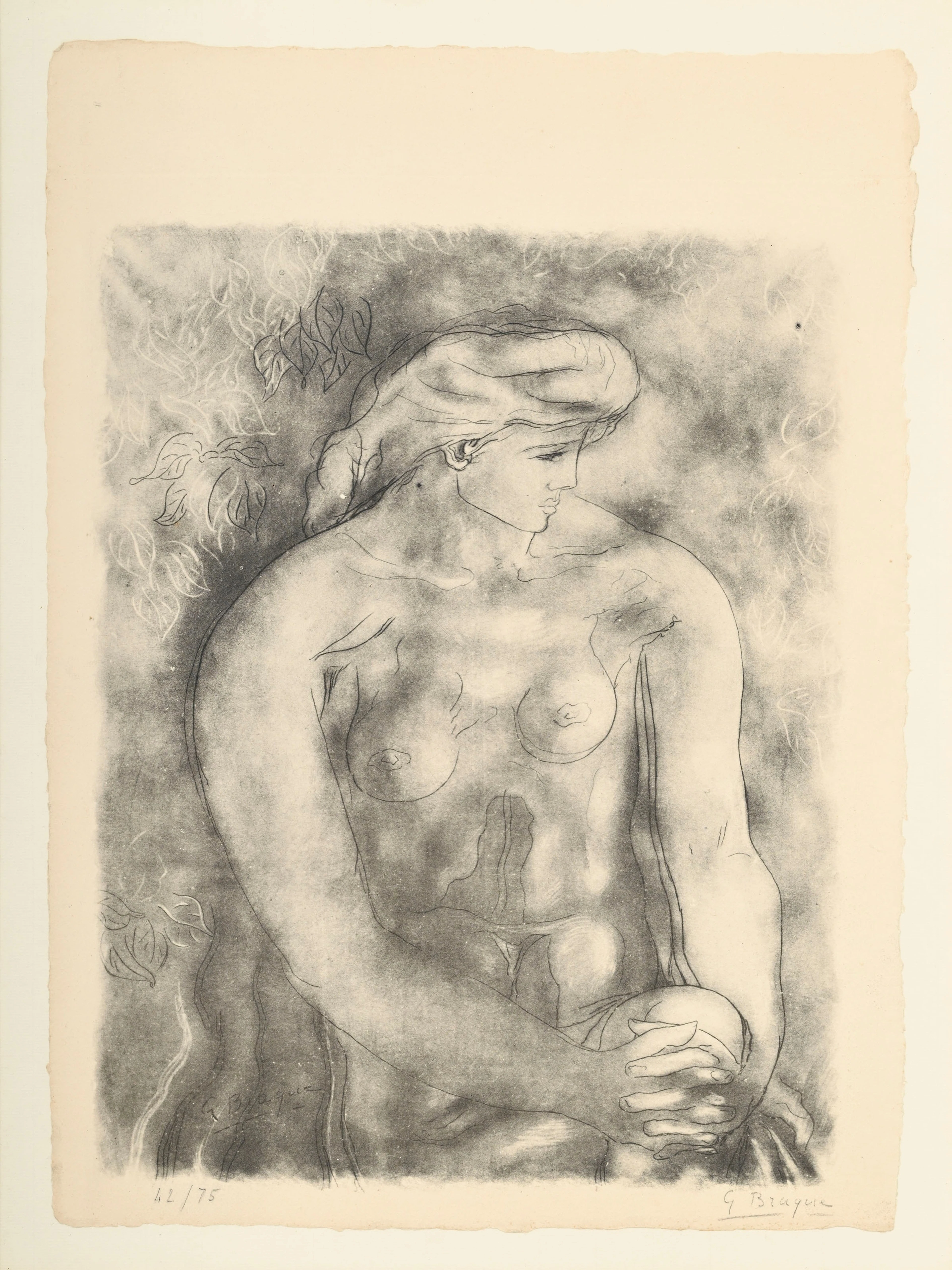 Georges Braque (1882-1963), d'après, Nu aux feuilles, lithographie