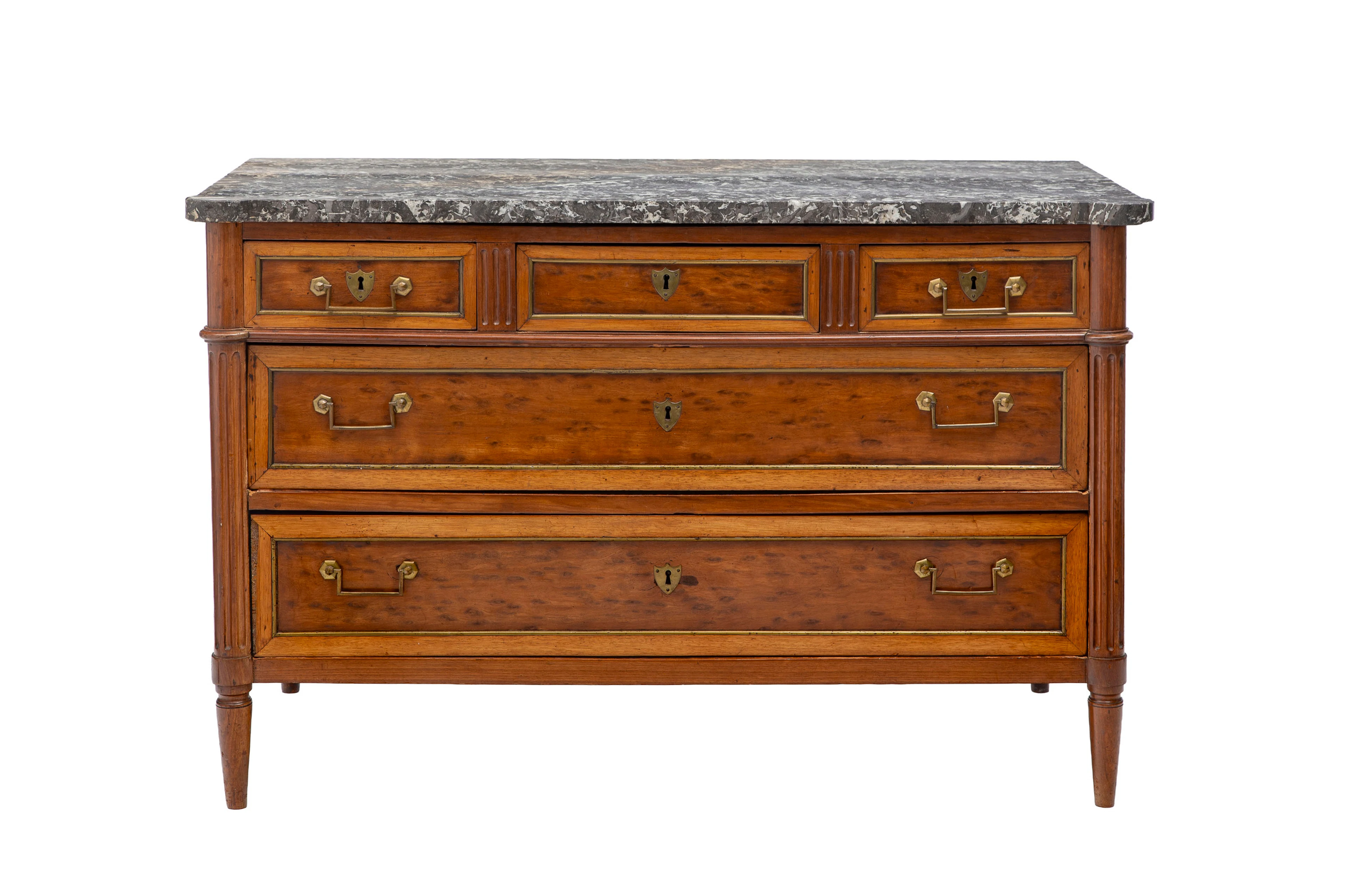 Commode d'époque Louis XVI, en acajou et placage d'acajou moucheté